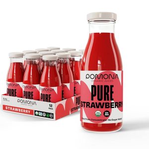 Pomona – Jugo de fresa orgánico (paquete de 12), jugos orgánicos USDA prensados en frío con 100% fresas, sin azúcar añadido, sin concentrado, Pomona – Jugo de fresa orgánico (paquete de 12), jugos orgánicos USDA prensados en frío con 100% fresas, sin azúcar añadido, sin concentrado,