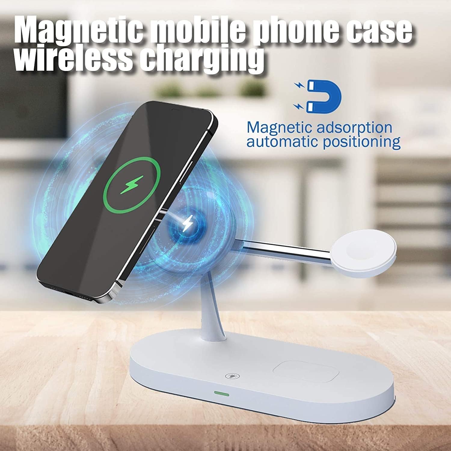 Mrkytplace Estación de carga, 5 en 1 más rápido, soporte de cargador inalámbrico Mag-Safe para iPhone 14, 13, 12 ProMaxMiniPlus, Apple Watch