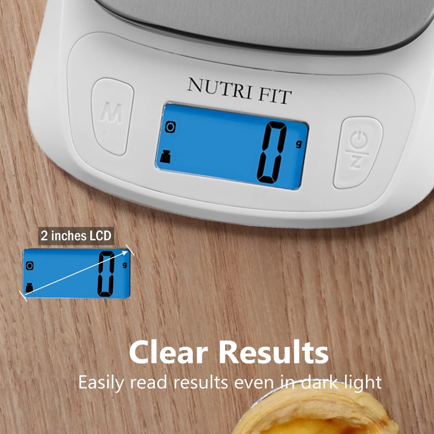 NUTRI FIT Báscula digital de cocina para alimentos, gramos y onzas, báscula ultradelgada, portátil, para hornear, cocinar, acampar, tara inoxidable,