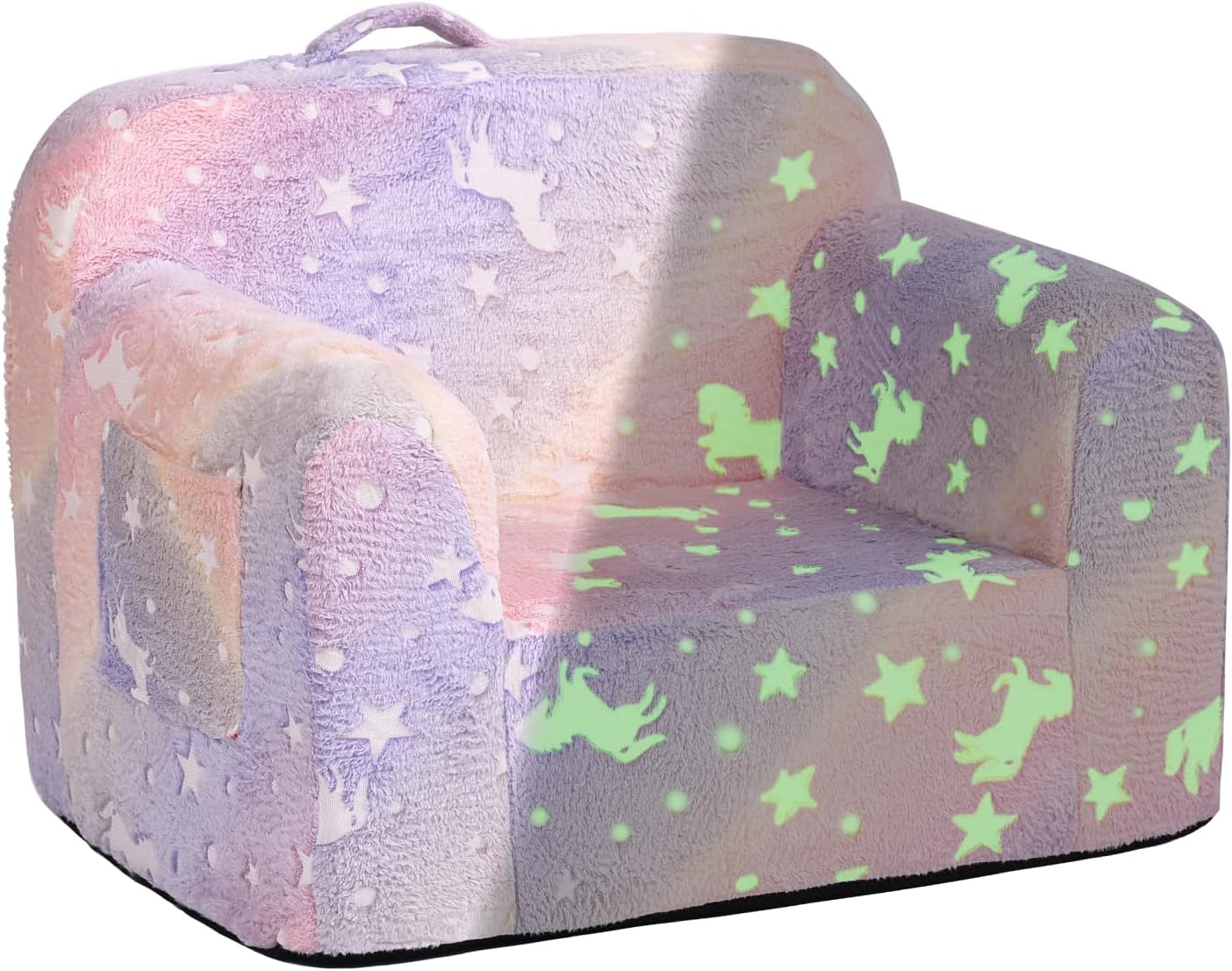 Tiita Sofá para niños, sofá Chirldren con asa de transporte y bolsillos laterales, silla de espuma para niños, silla con reposabrazos para niños,