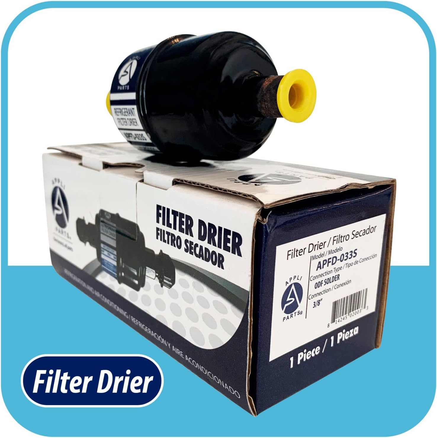 Appli Parts APFD-033S 38 in Liquid Line Refrigerante AC Filtro Secador HVAC Refrigeración 033S ODF Sudor Soldadura conexión universal unidireccional