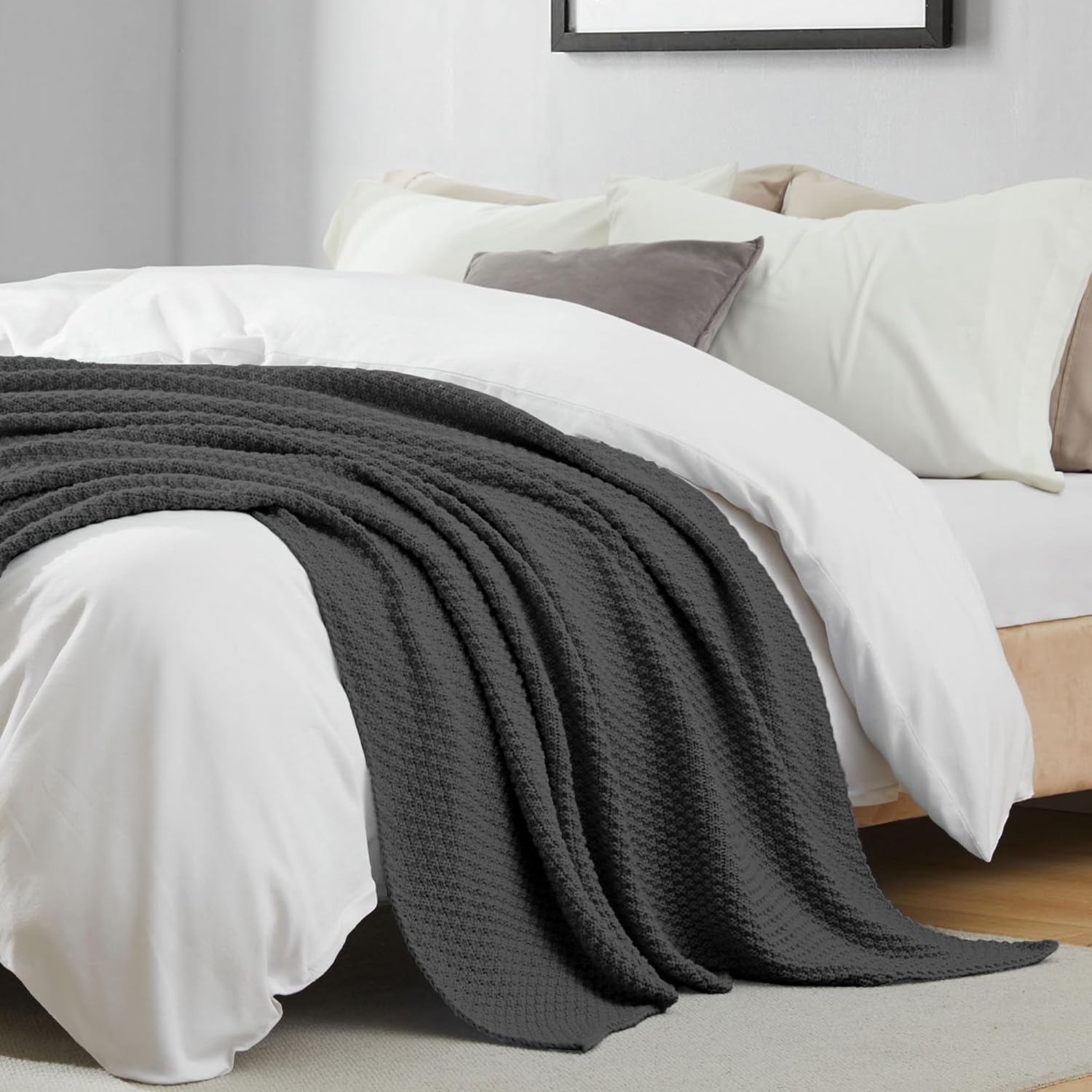 Peace nest Manta de punto grueso para cama, manta de punto trenzado suave, sofá, silla, acogedora manta ligera para exteriores, manta cómoda de