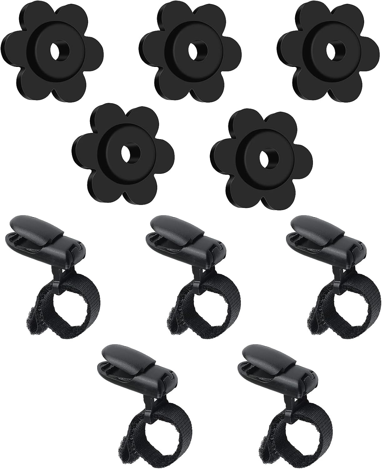 HOOSUN Paquete de 10 clips y tapones para bandera de jardín, clips de tigre para soportes de bandera de jardín, tapones de goma para bandera de