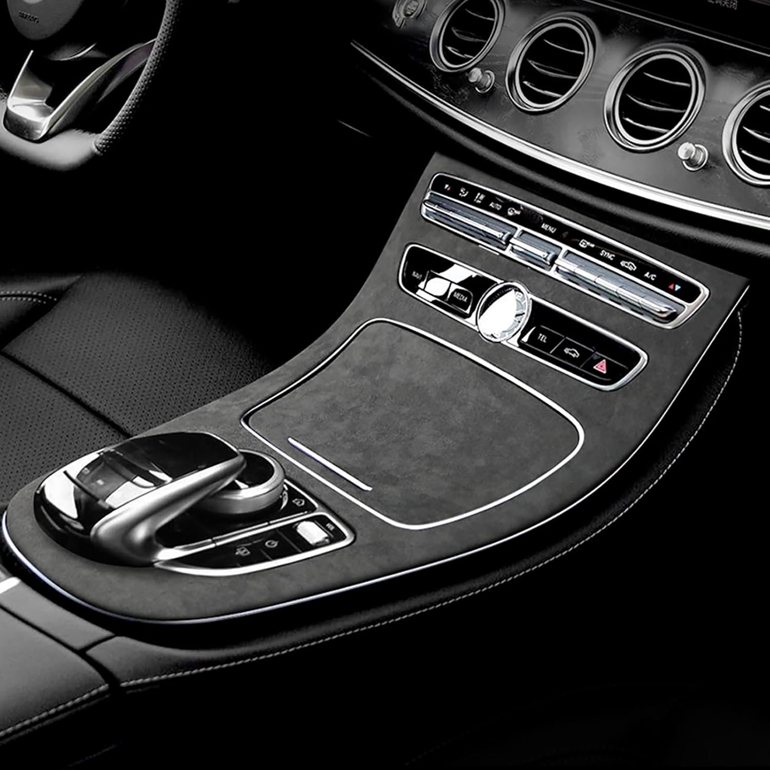 Cubierta de panel de consola central para Mercedes-Benz Clase E W213 2016 2017 2018 estilo Alcántara caja de almacenamiento de consola estilo
