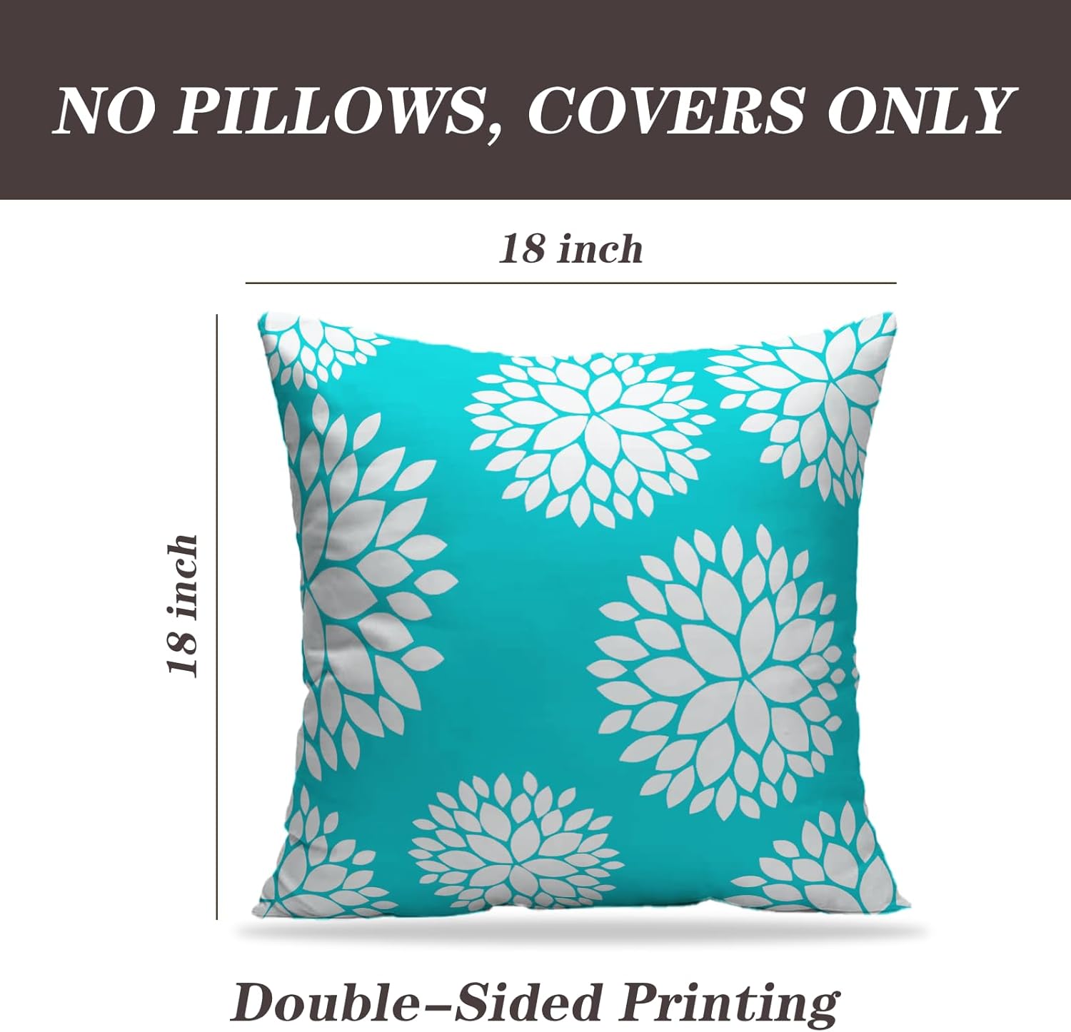 LALILO Juego de 4 fundas de almohada decorativas de color amarillo y verde azulado de 18 x 18 pulgadas, fundas de almohada suaves de verano con