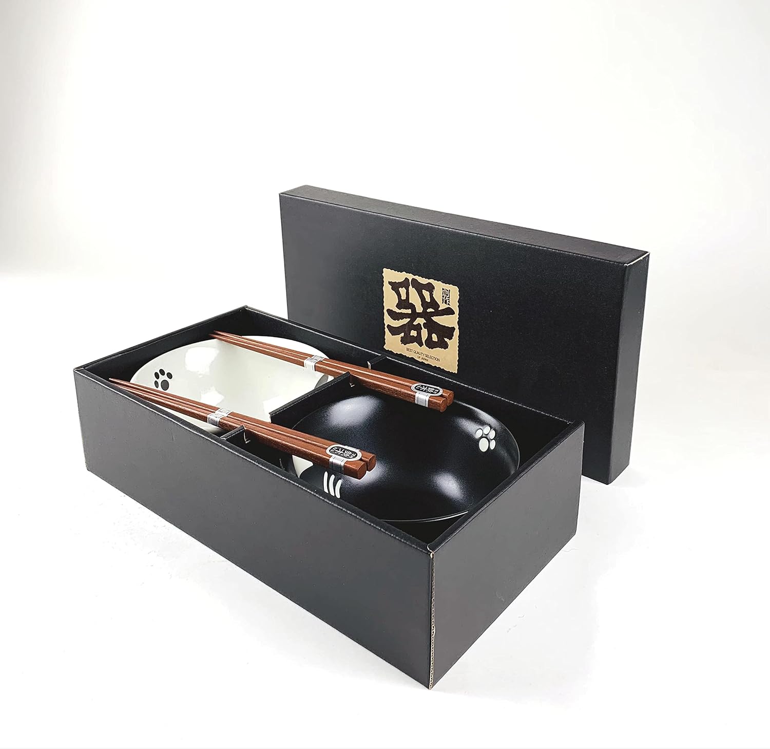 JapanBargain v 4693, juego de 2 cuencos y palillos de porcelana japonesa, cuencos de arroz y tazones de sopa, caja de regalo, fabricado en Japón,