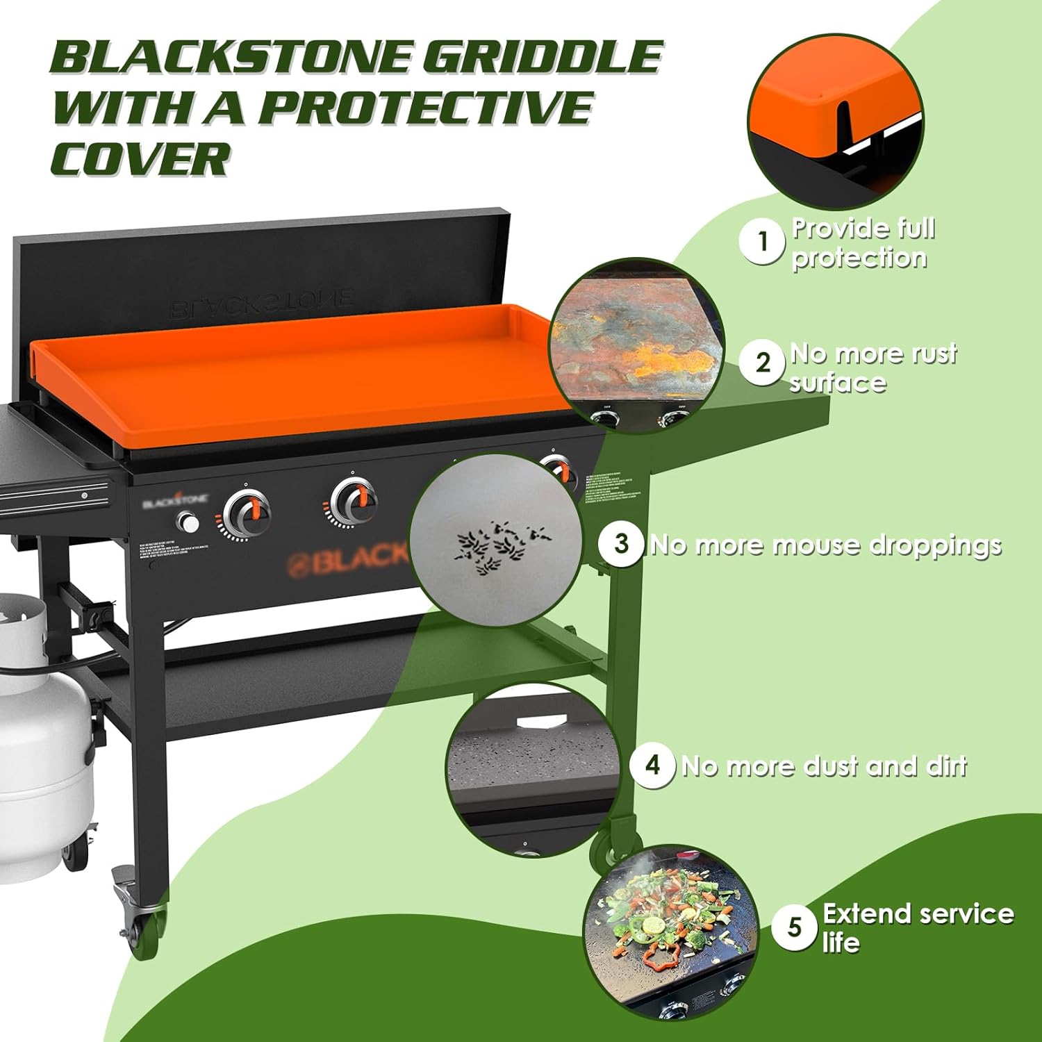Cubierta de silicona para parrilla Blackstone de 22 pulgadas, cubierta protectora de borde completo, alfombrilla de silicona Blackstone resistente