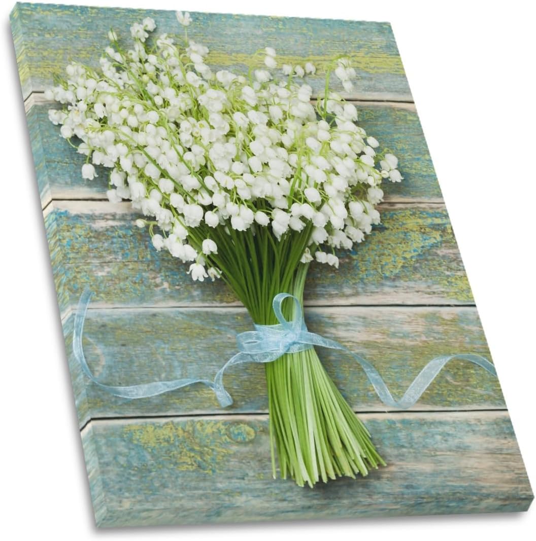 susiyo Lienzo decorativo para pared, 20 x 24 pulgadas, pintura para decoración de pared, ramo de flores, lirio del valle