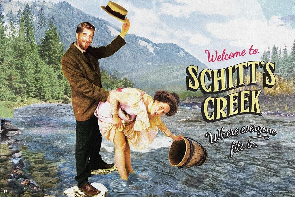 Schitts Creek – Póster de bienvenida con texto en inglés Where Everyone Fits In Funny Official Schitts Creek, mercancía de boticario de David Rose,