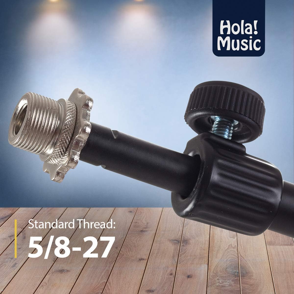 Hola! Music HPS-101KD – Soporte de micrófono profesional de perfil bajo para bombos, color negro.