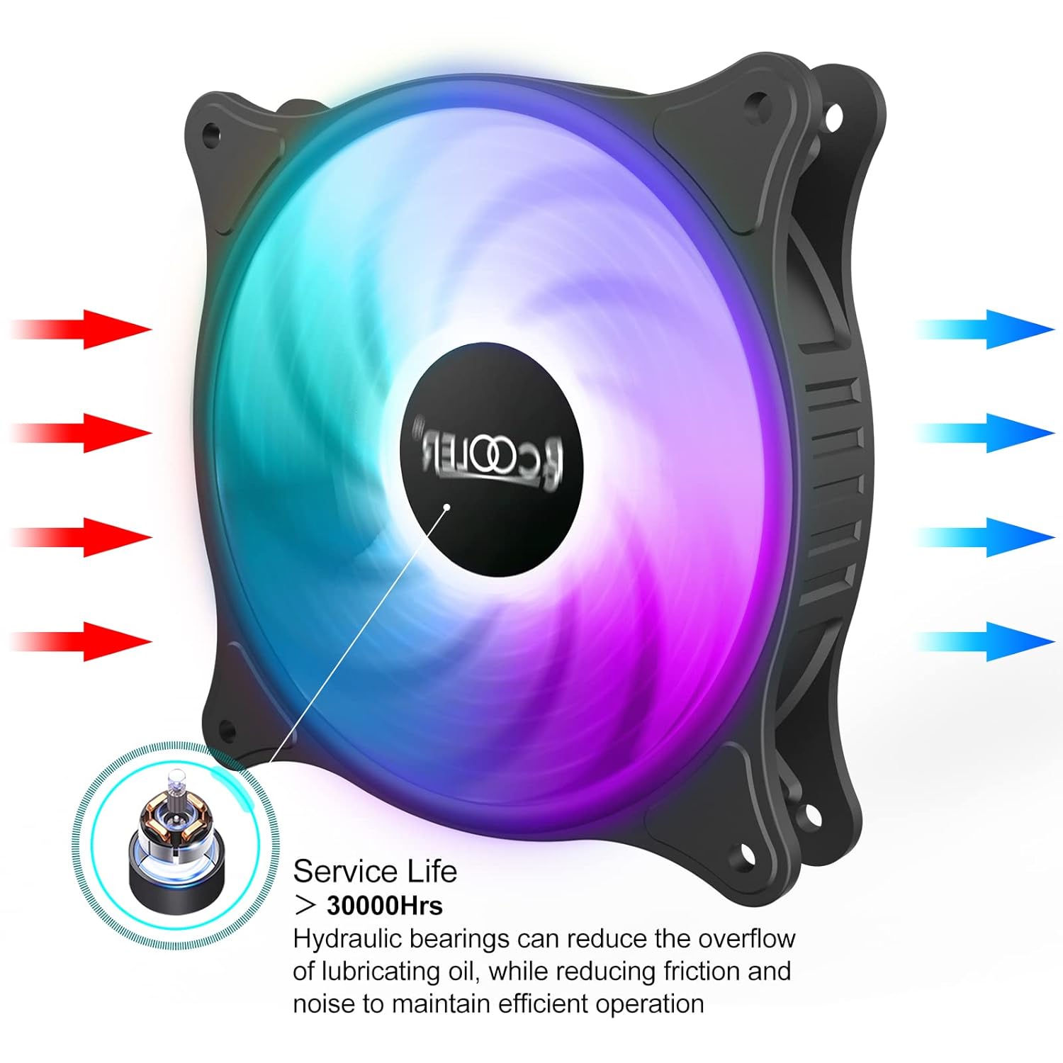 PcCOOLER Ventilador de caja de 4.724 in serie Dawn, ventiladores silenciosos LED RGB – Personalizaciones avanzadas de iluminación con 7 colores y 10