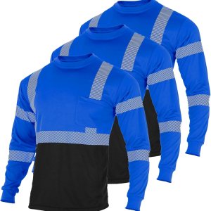 FONIRRA Camisetas reflectantes de seguridad de alta visibilidad para hombres con manga larga ANSI Clase 2 FONIRRA Camisetas reflectantes de seguridad de alta visibilidad para hombres con manga larga ANSI Clase 2