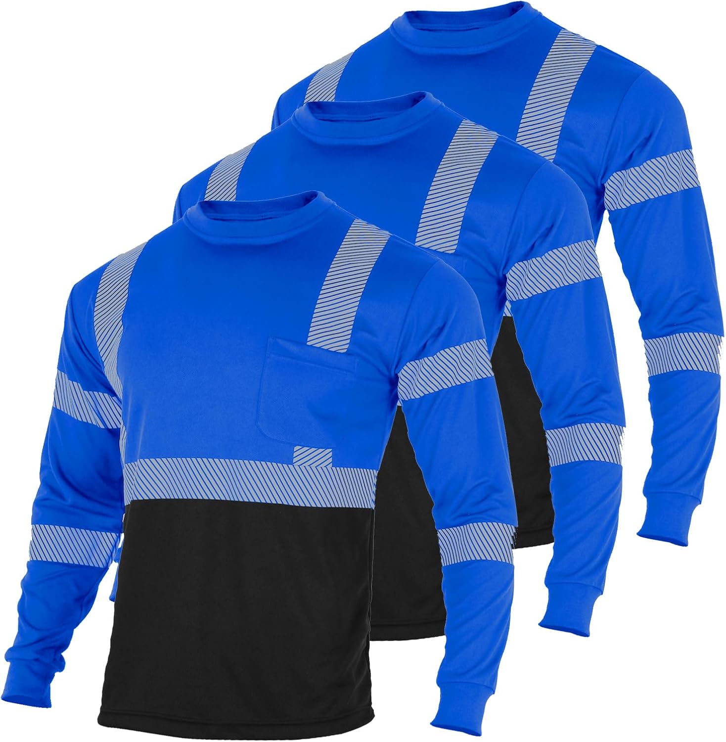 FONIRRA Camisetas reflectantes de seguridad de alta visibilidad para hombres con manga larga ANSI Clase 2