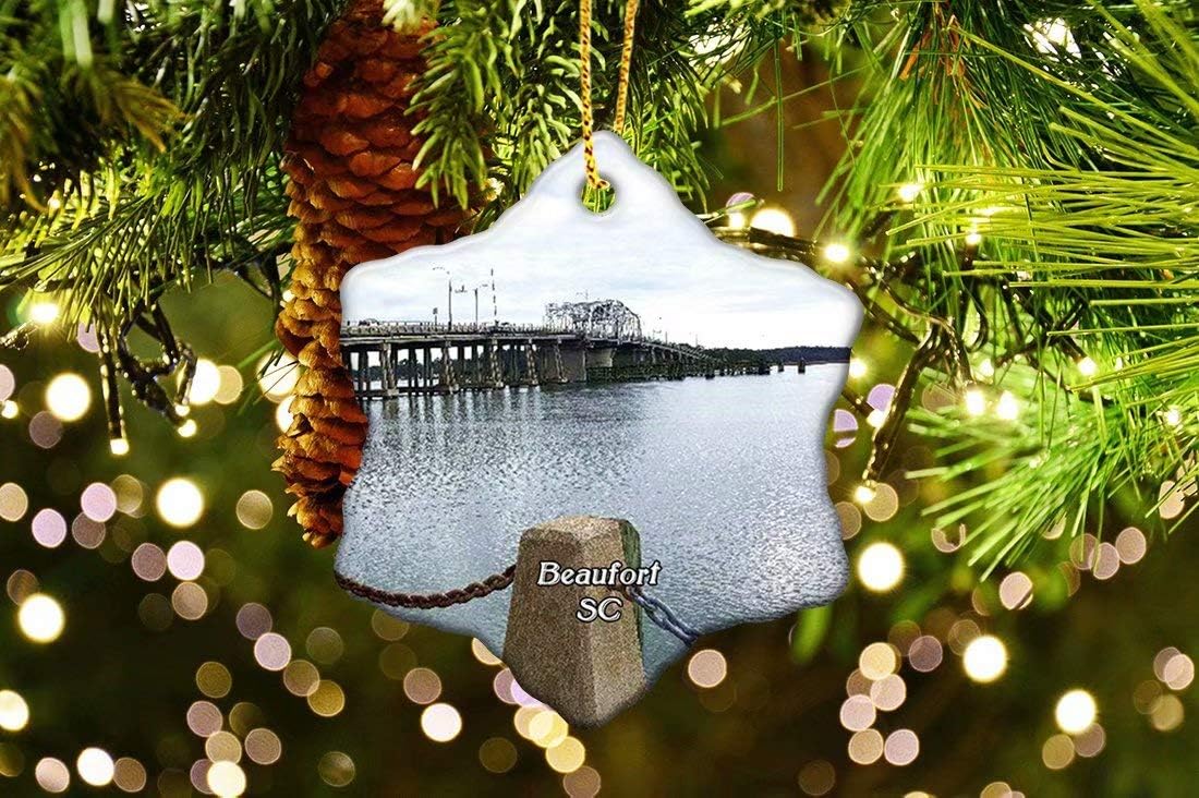 Beaufort Waterfront Park South Carolina USA America – Adorno colgante para árbol de Navidad, copo de nieve de doble cara, cerámica, suministros de