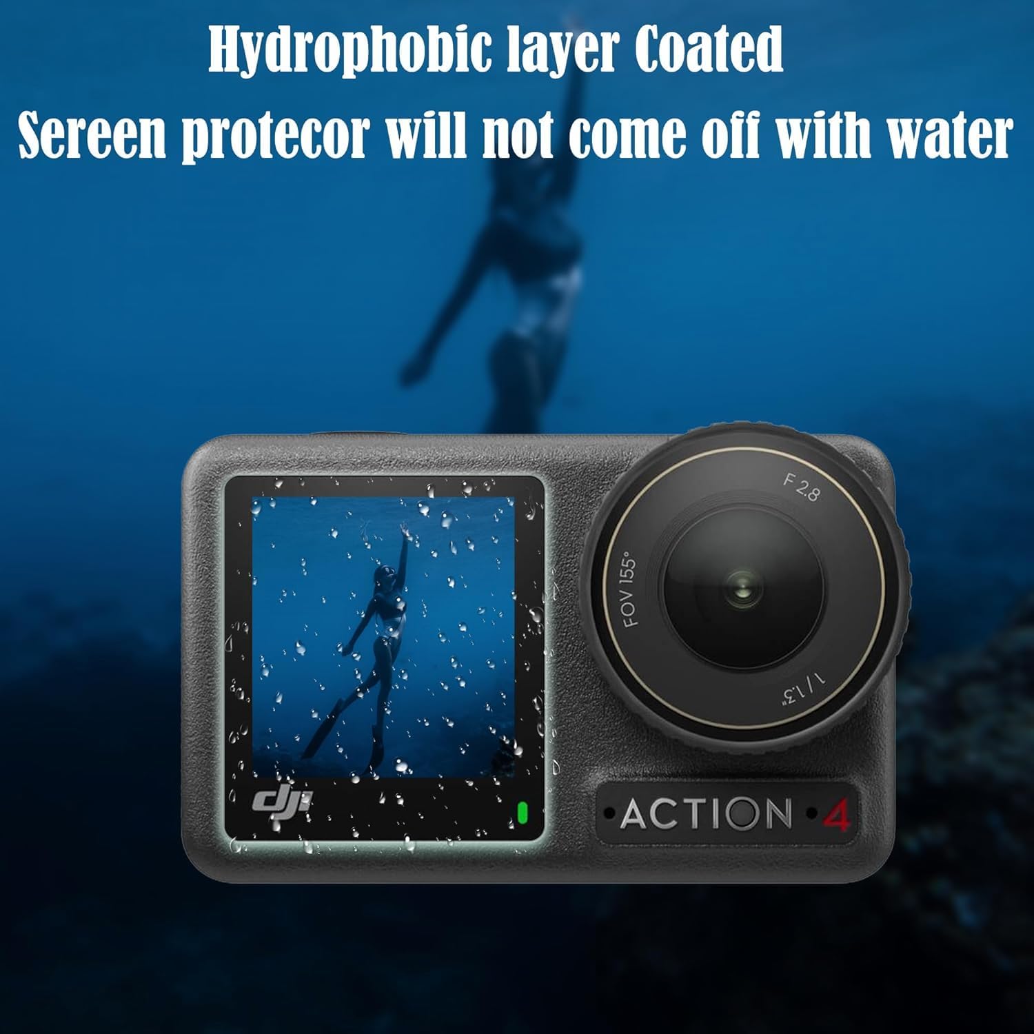 PCTC Protector de pantalla para cámara DJI OSMO Action 4, protector de lente Osmo Action 4 + película de pantalla LCD de vidrio templado + cubierta