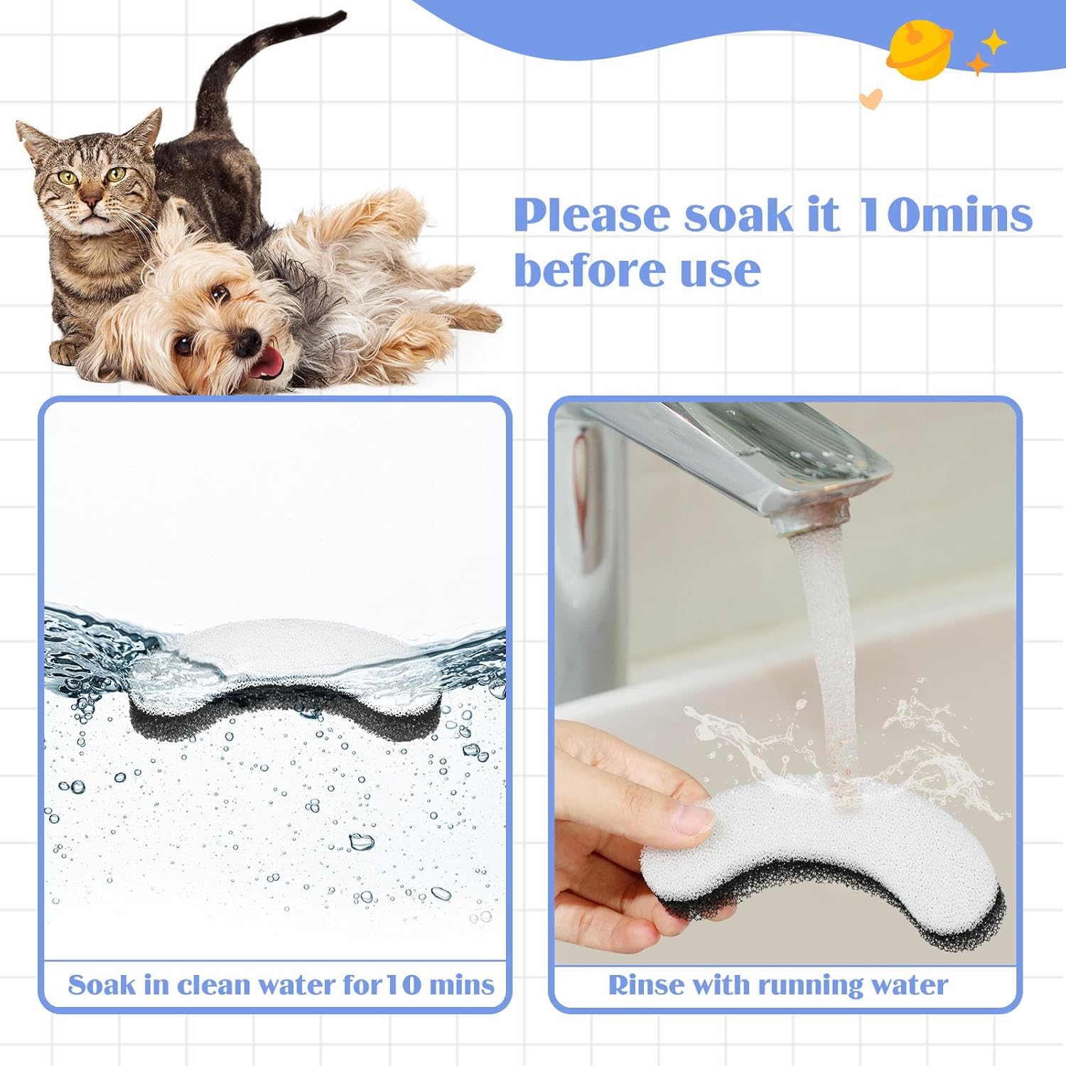 YASUOA Filtros de fuente de agua para gatos, paquete de 12 filtros de fuente de agua de repuesto para gatos, fuente de agua apta para fuente