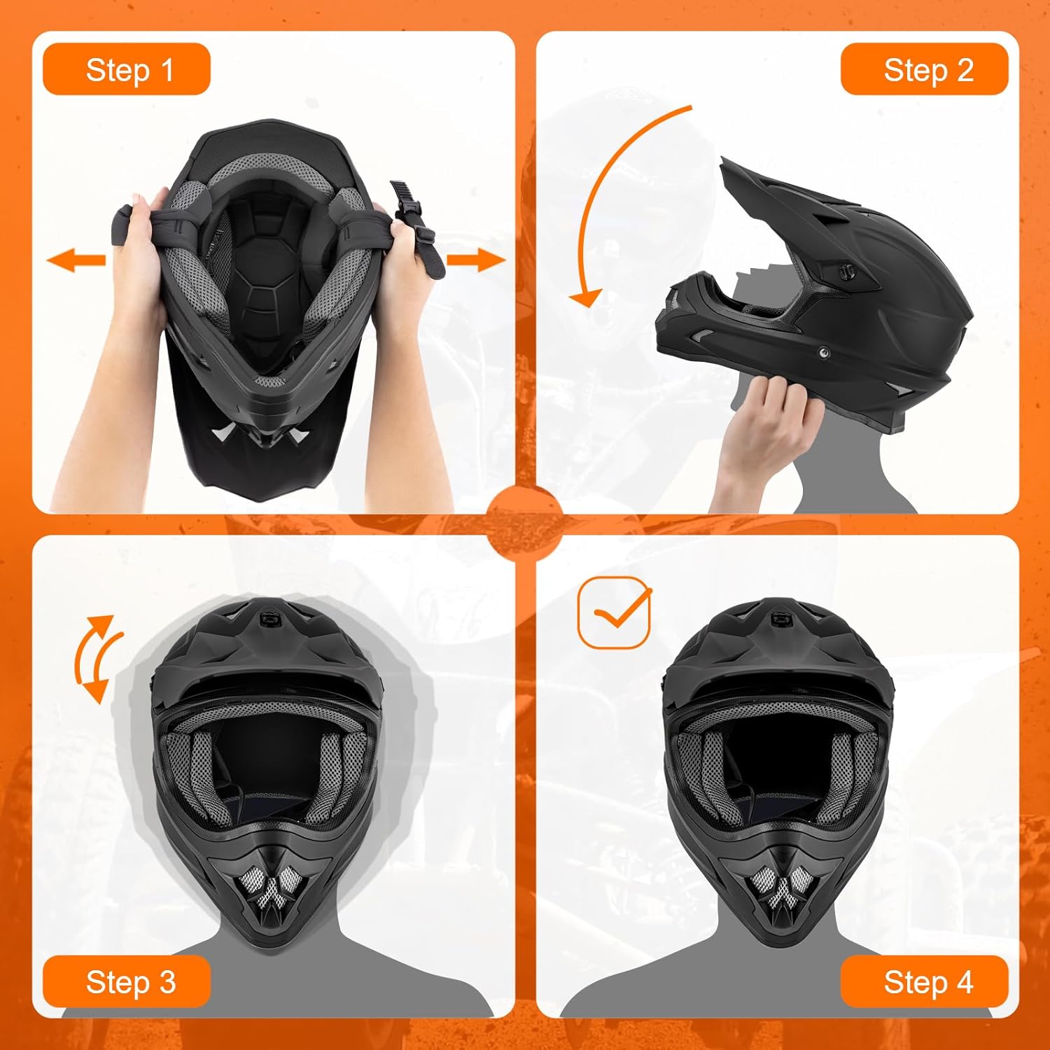 Casco de motocross para adultos con gafas, guantes y máscara, hebilla de liberación rápida, visera ajustable, casco para adultos, motocross,