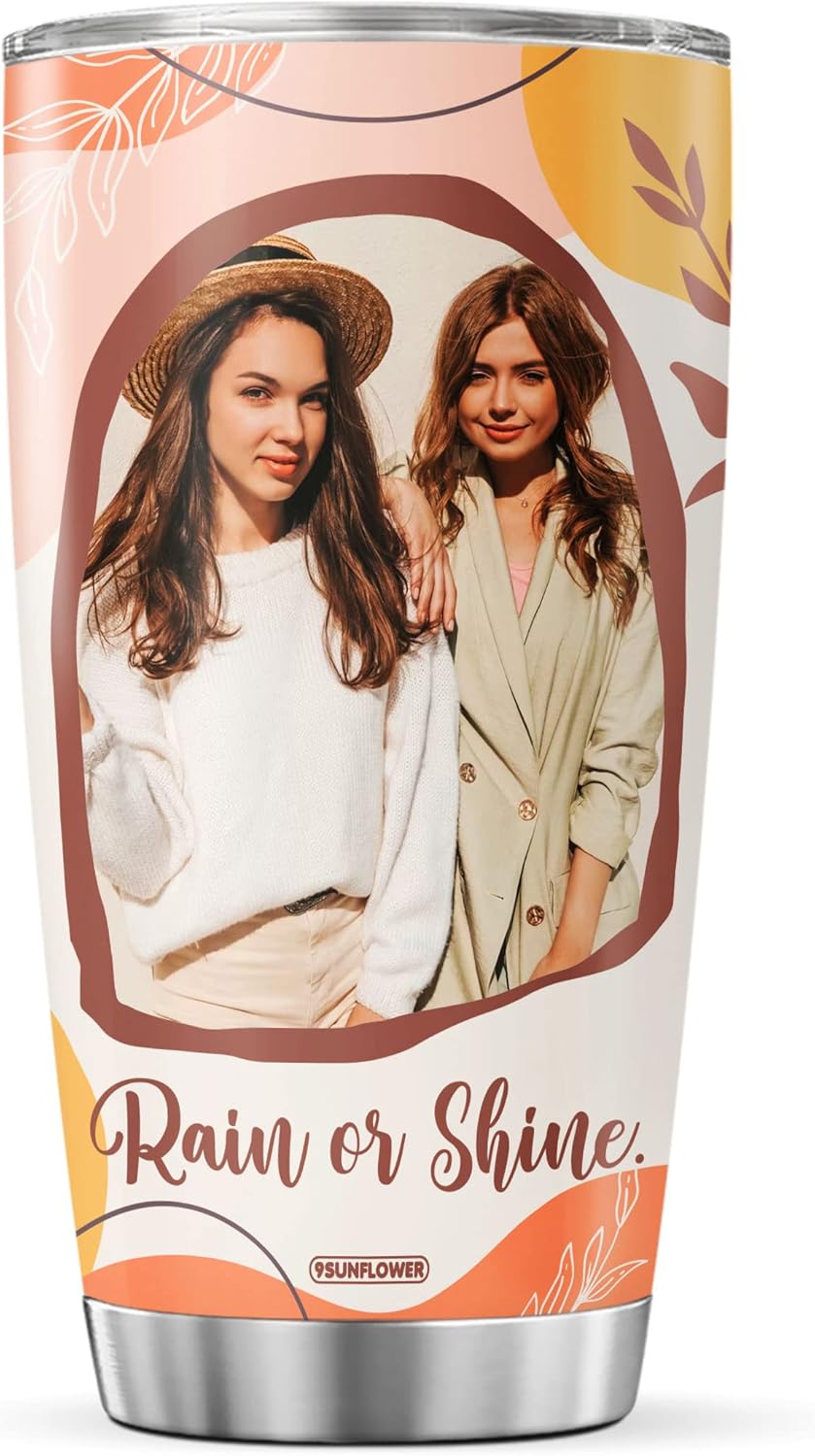 Vaso de café personalizado, regalo de cumpleaños con foto, texto, para mujeres, amigas, hermanas, taza de viaje con tapa, vasos de acero frío, vasos