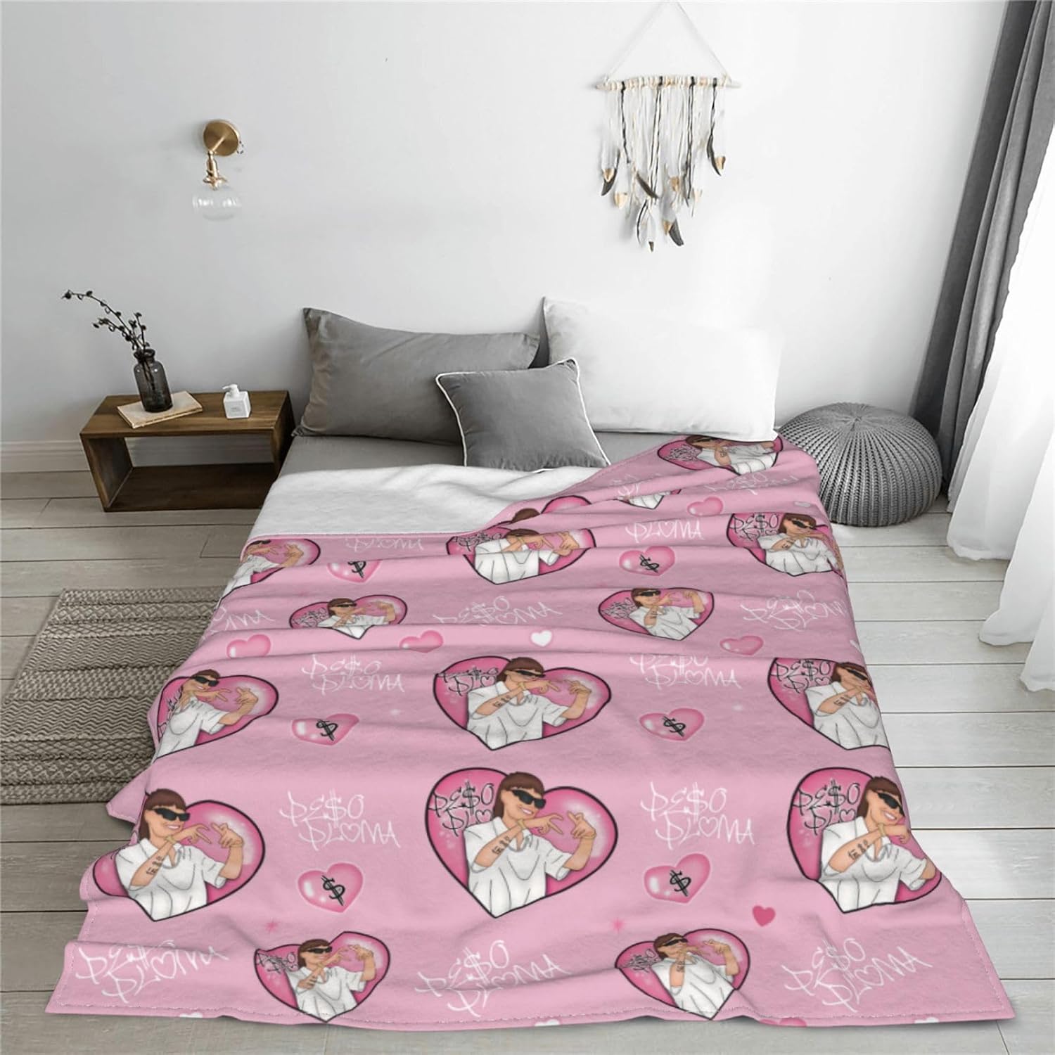 Pesos – Manta musical de collage de plumas, manta de franela de forro polar, bonita manta mullida para sofá, cama, sala de estar, hogar, viajes,
