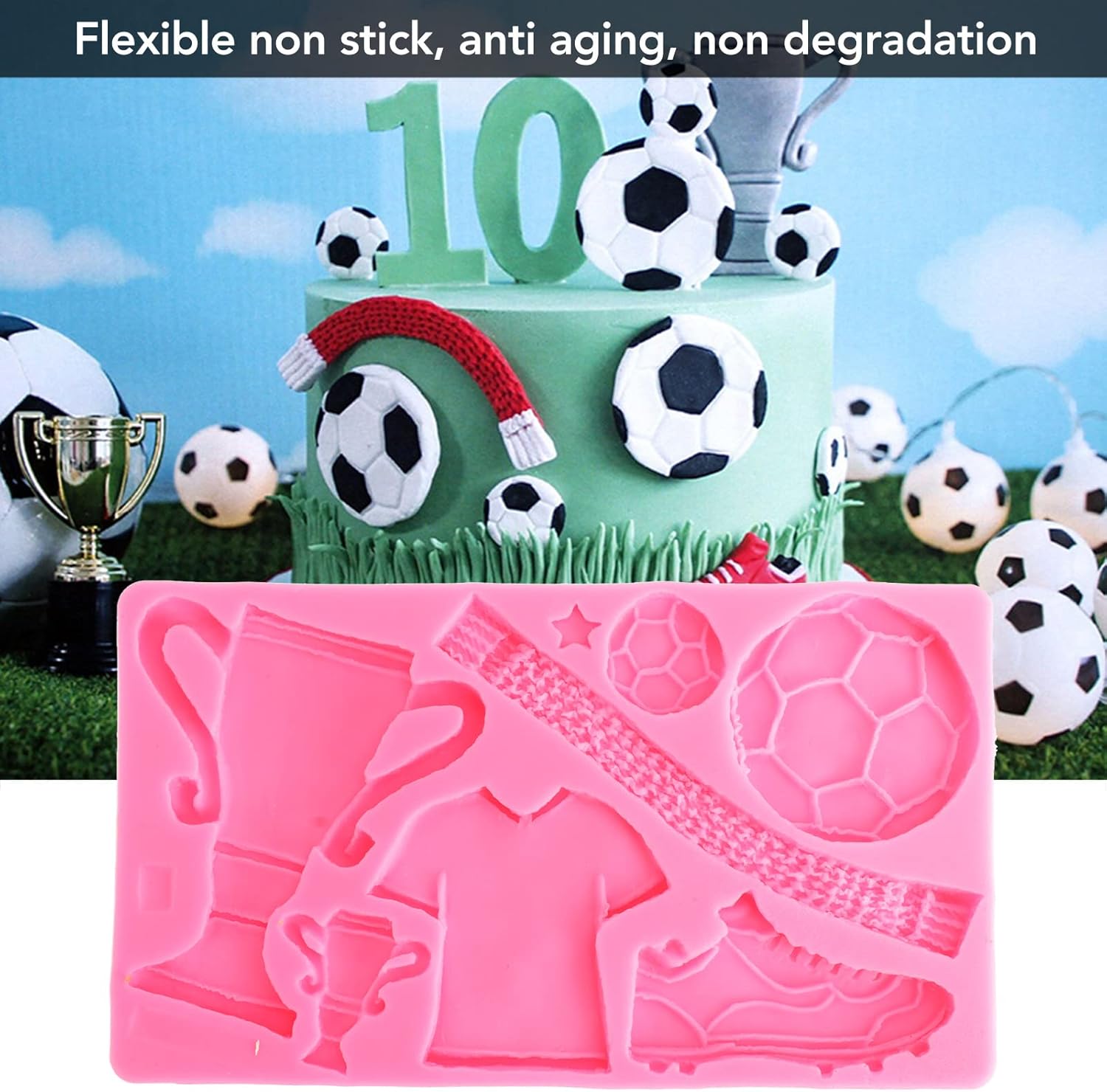 Mini Copa del Mundo de Fútbol, moldes de silicona para pastel temático, zapatos de fútbol, caramelo chocolate decorativo para cumpleaños, boda,
