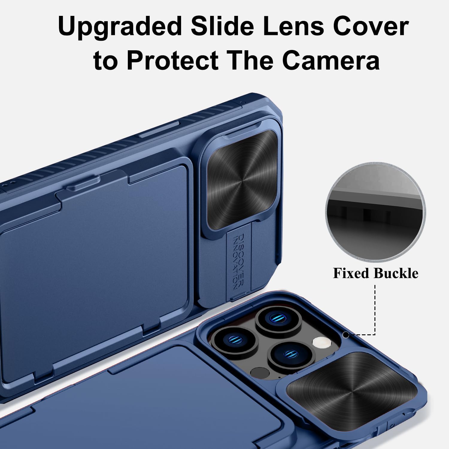 Funda tipo cartera para iPhone 15 Pro con tarjetero (4 tarjetas) y cubierta deslizante para cámara y soporte, protección contra caídas de grado
