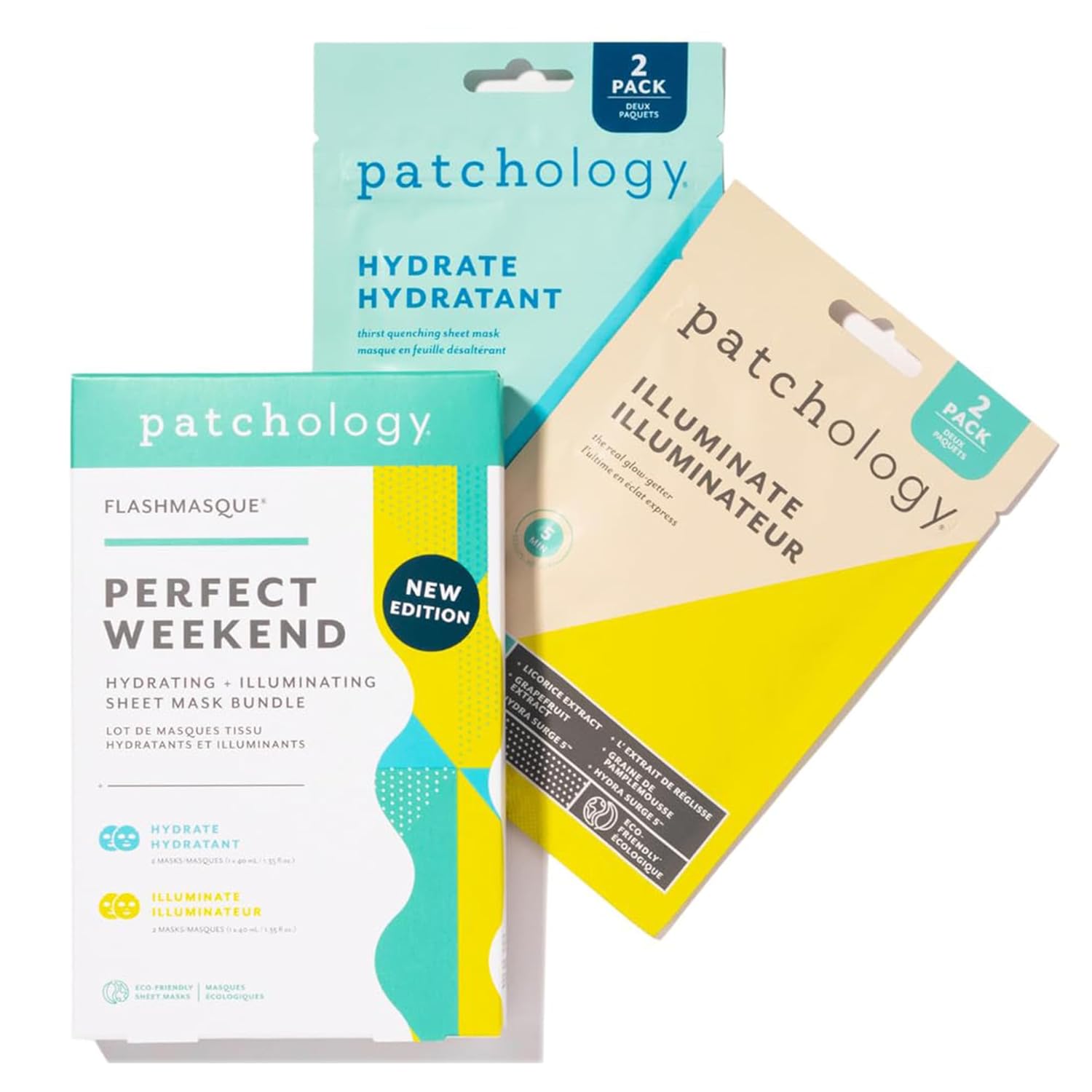 Patchology Mascarillas hidratantes, esenciales para el cuidado de la piel de viaje de fin de semana, máscaras de ácido hialurónico con suero