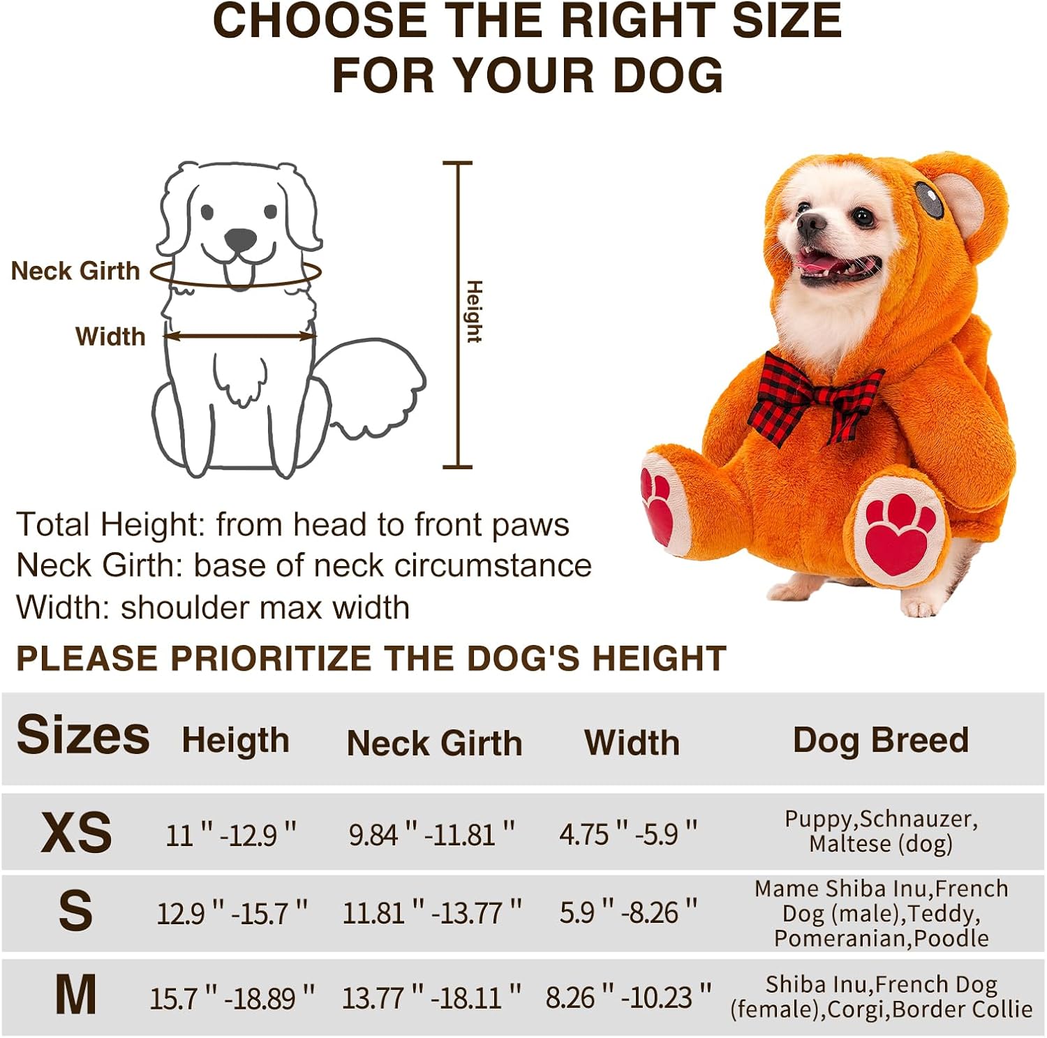 Cnorialy Disfraz de perro para mascotas, divertido oso de peluche para perro, ropa de Halloween, Navidad, disfraz de fiesta de cosplay para perros