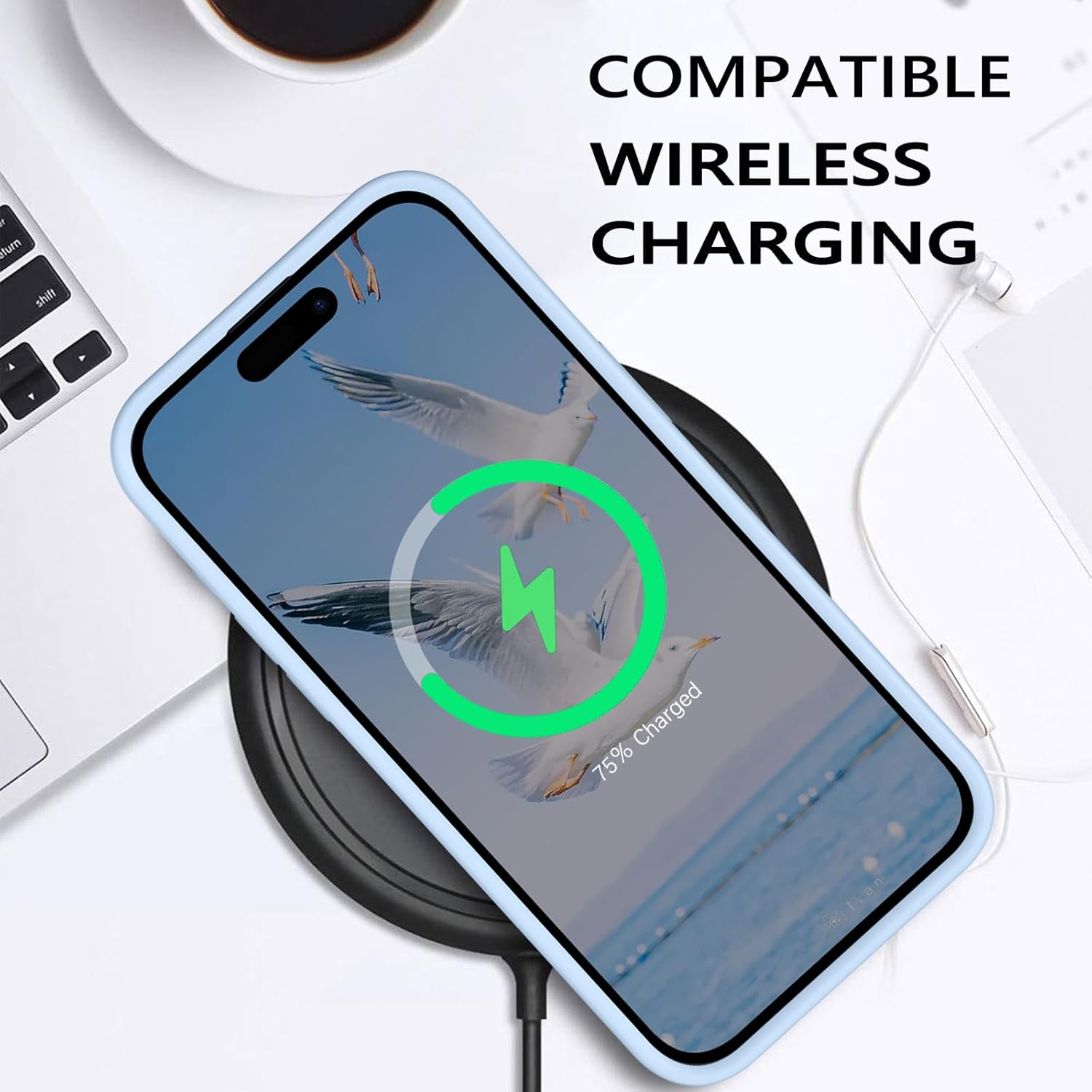 GUAGUA Funda de silicona para iPhone 15 Pro Max, compatible con Magsafe de goma suave, forro de microfibra delgada, funda de textura de cojín a
