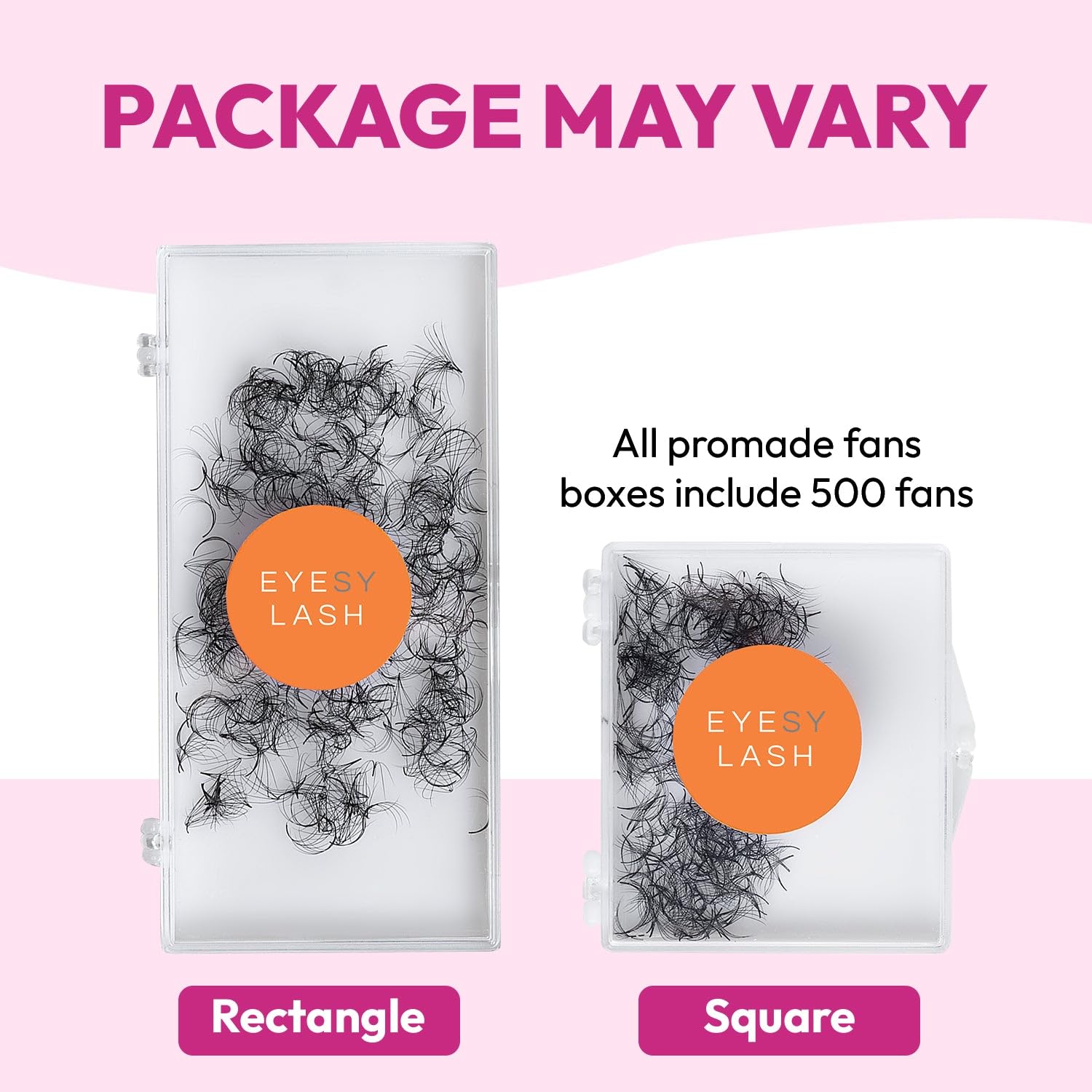 Eyesy Lash 500 abanicos Promade, 5D, 0.07, tamaño 0.433 in, rizo D, extensiones de pestañas postizas con volumen, extensiones de pestañas postizas