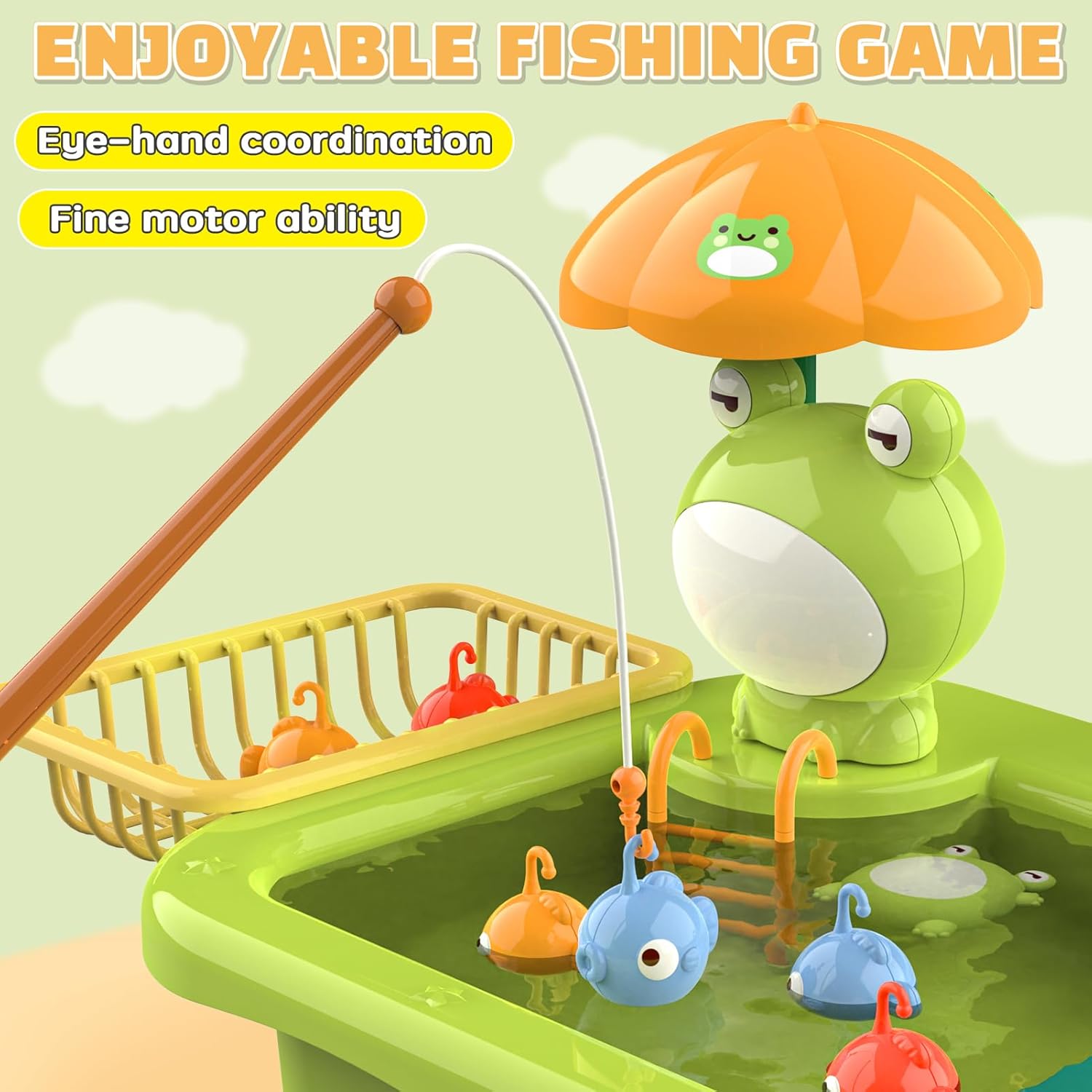 Dreamon Juguete de fregadero con agua corriente, accesorios de cocina para niños con circulación automática de agua, juego de pesca flotante para