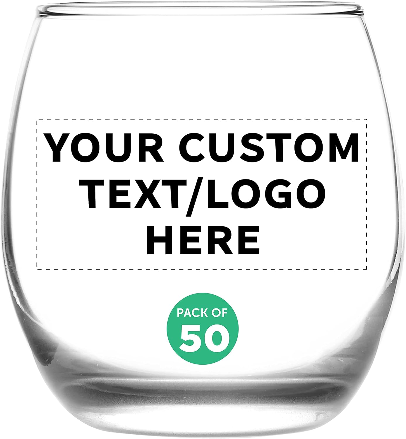Copas de vino personalizadas Mikonos sin tallo, 11.5 onzas, juego de 50, paquete personalizado a granel, cristalería de restaurante, perfectas para