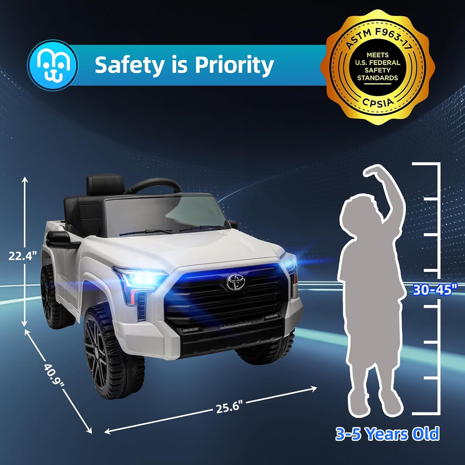 Toyota Tundra – Auto eléctrico con licencia para niños, batería de 12 V, 7 Ah, auto eléctrico para niños, camión, maletero, control remoto,