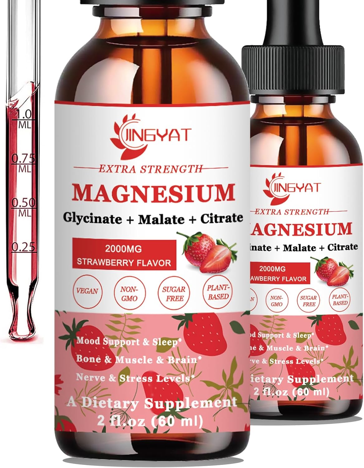 2000 mg de glicinato de magnesio, malato y citrato, absorción de alta potencia, suplemento líquido de triple complejo de magnesio, con Coq10, zinc,