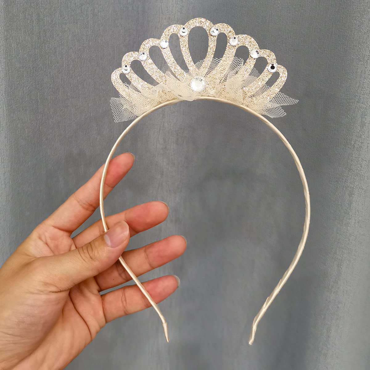 Diadema dorada con corona de encaje, accesorios para el cabello, accesorios para el cabello para niñas y mujeres, fiesta de cumpleaños