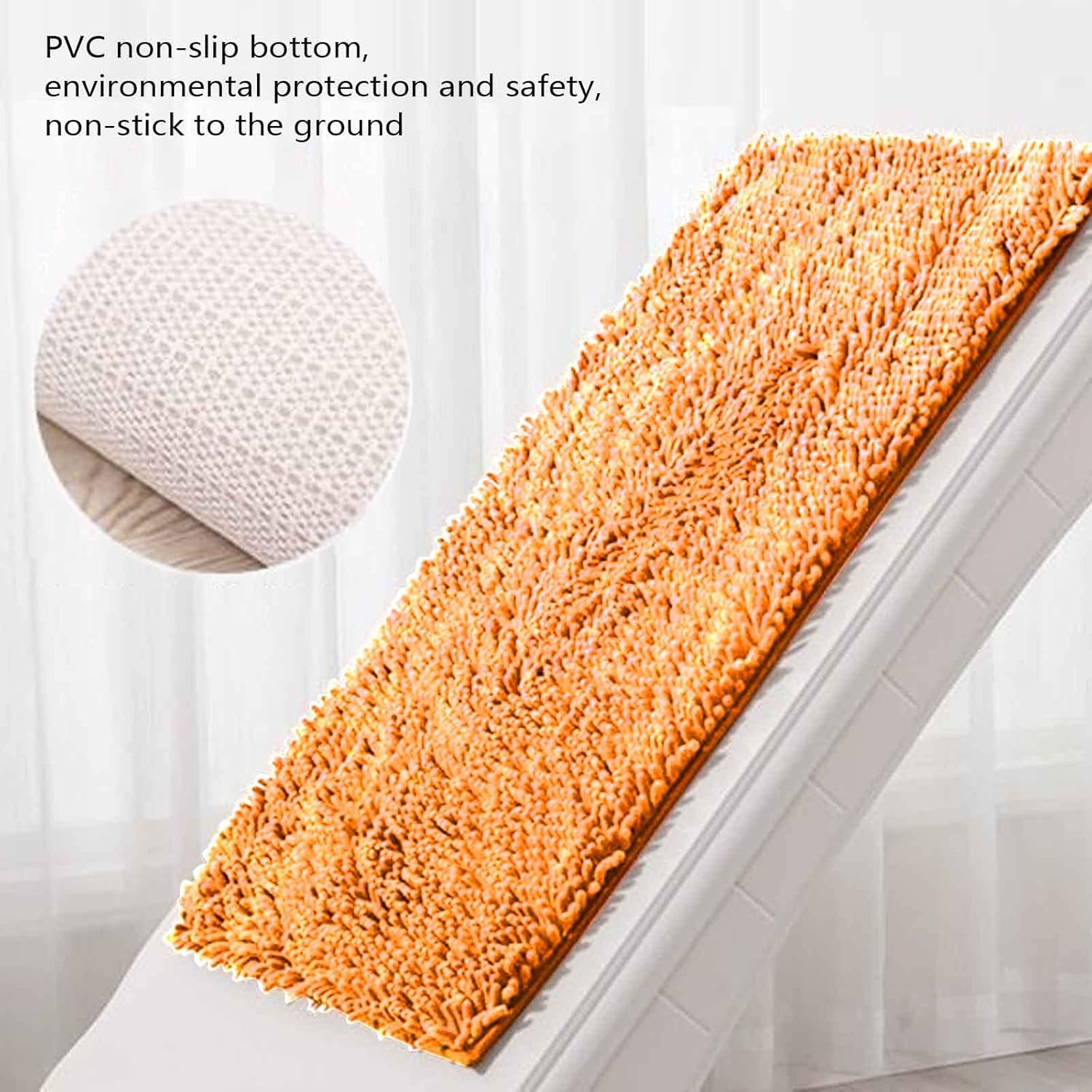 Tapete de cocina lavable de 24 x 16 pulgadas, naranja y rosa, tapete de baño antideslizante, suave, cómodo, peludo, duradero, grueso, lavable a