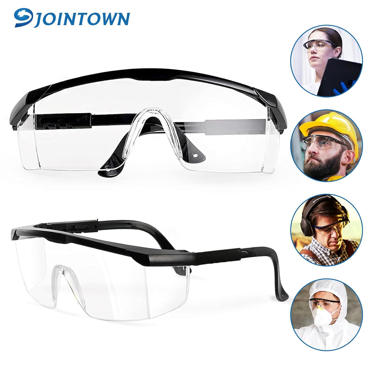 Jointown Gafas de seguridad ajustables  12 unidades por caja de gafas protectoras con residuos antigotas, antivaho y resistentes a los arañazos