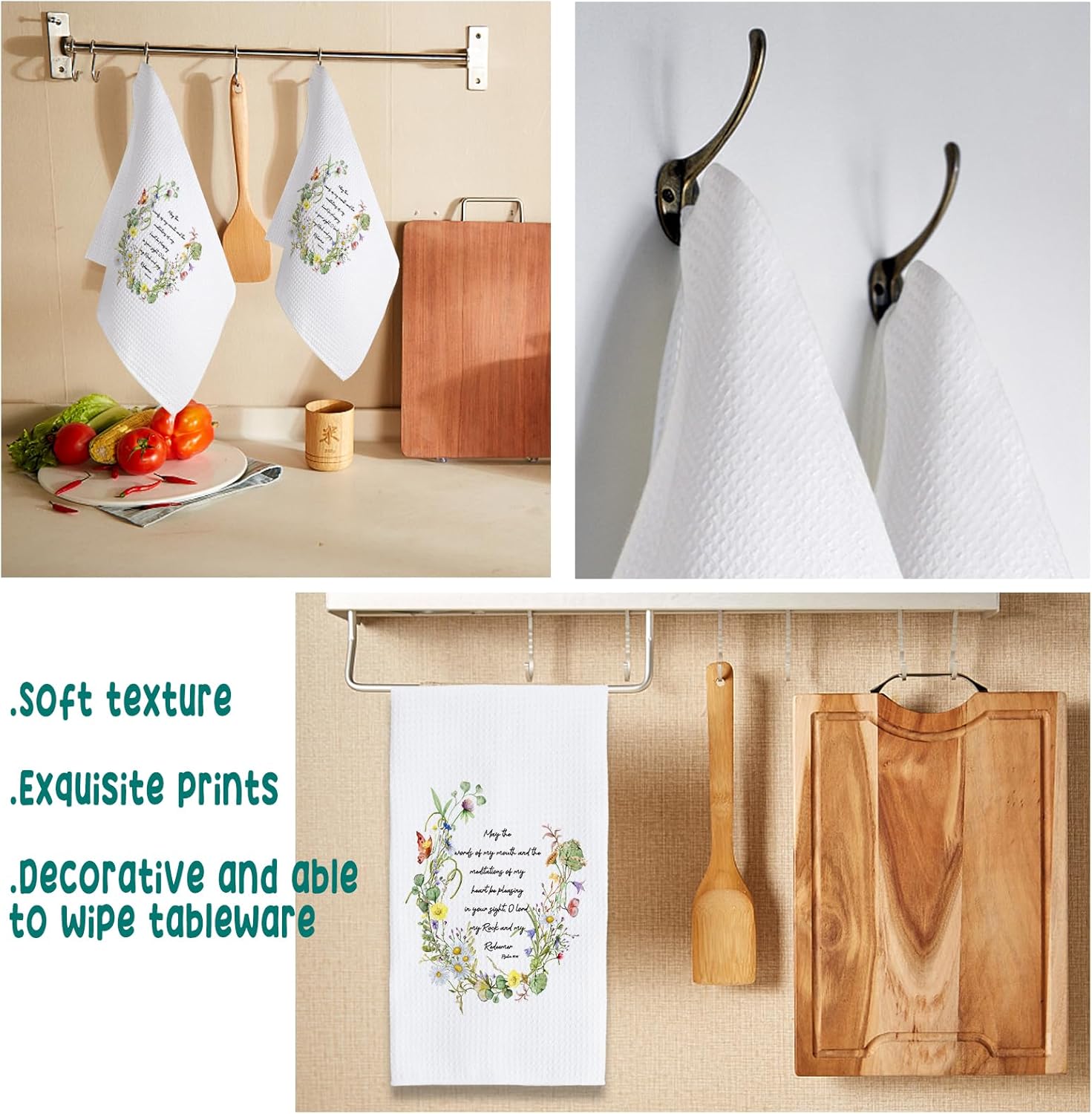 ZWZXR Toallas de cocina con versículo bíblico cristiano, paños de cocina para cocina, toallas de decoración cristiana para cocina, 16 x 24,