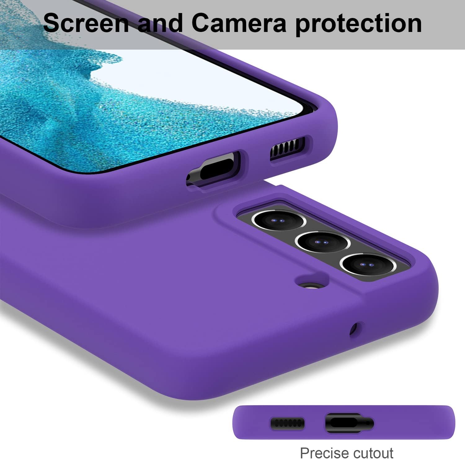 DEENAKIN Funda protectora de silicona para Samsung Galaxy S22 Plus, suave y sedosa con forro de microfibra suave, funda protectora para Samsung