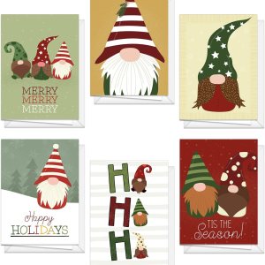 Adorable paquete de tarjetas navideñas de gnomo, 24 tarjetas de notas de Navidad extravagantes con sobres blancos, 6 diseños ilustrados de gnomos Adorable paquete de tarjetas navideñas de gnomo, 24 tarjetas de notas de Navidad extravagantes con sobres blancos, 6 diseños ilustrados de gnomos
