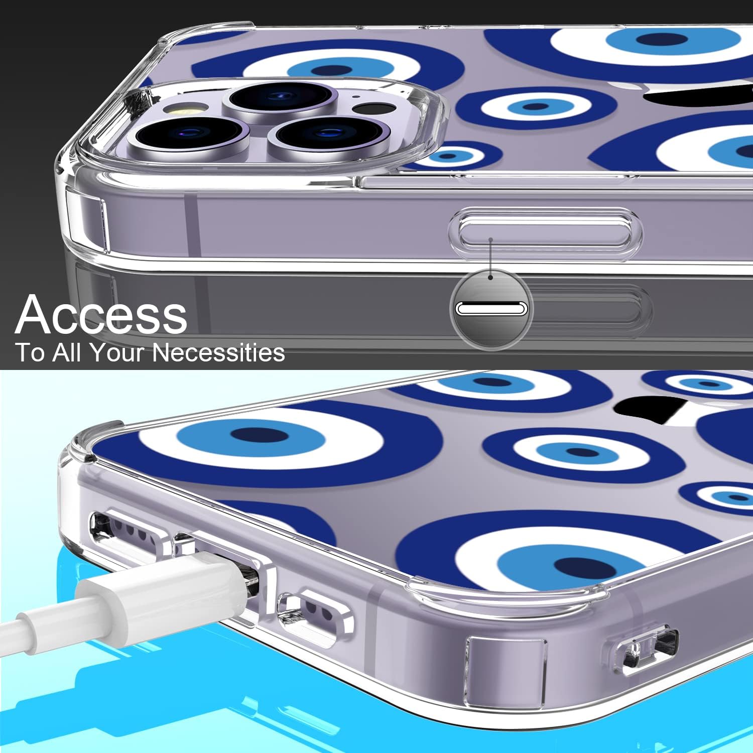 LUHOURI Funda para iPhone 15 Pro Max con protector de pantalla – Funda transparente – Diseños de moda para mujeres y niñas – Funda protectora