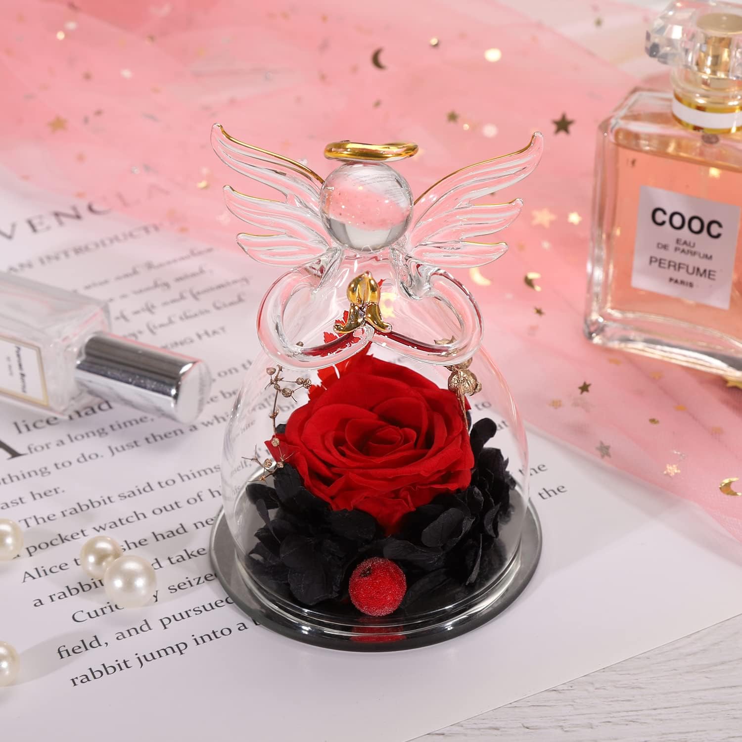 Regalos para el día de San Valentín, rosa de ángel preservada, regalos del día de San Valentín para ella, regalos para mamá de hija, regalos para el