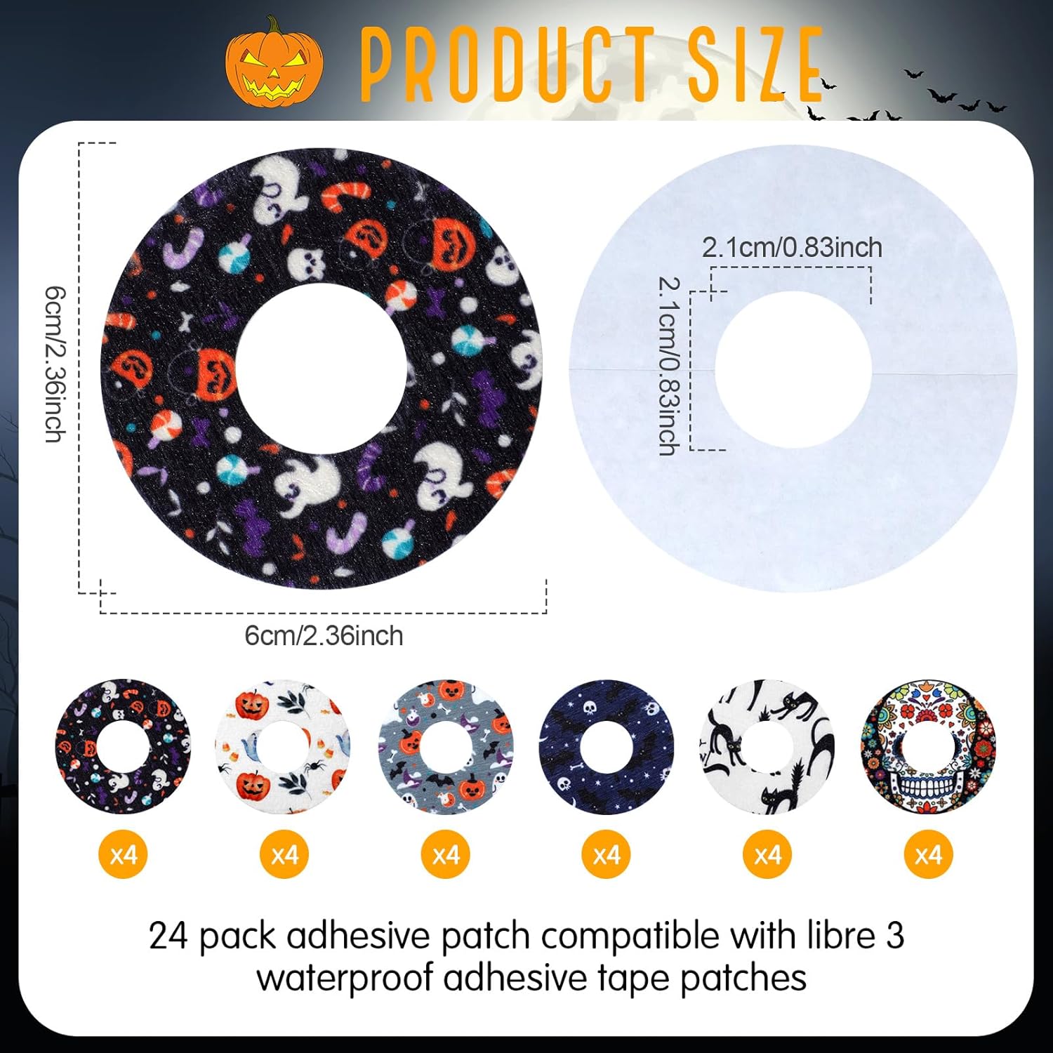 Tatuo 24 parches adhesivos compatibles con libre 3 parches adhesivos precortados con respaldo dividido