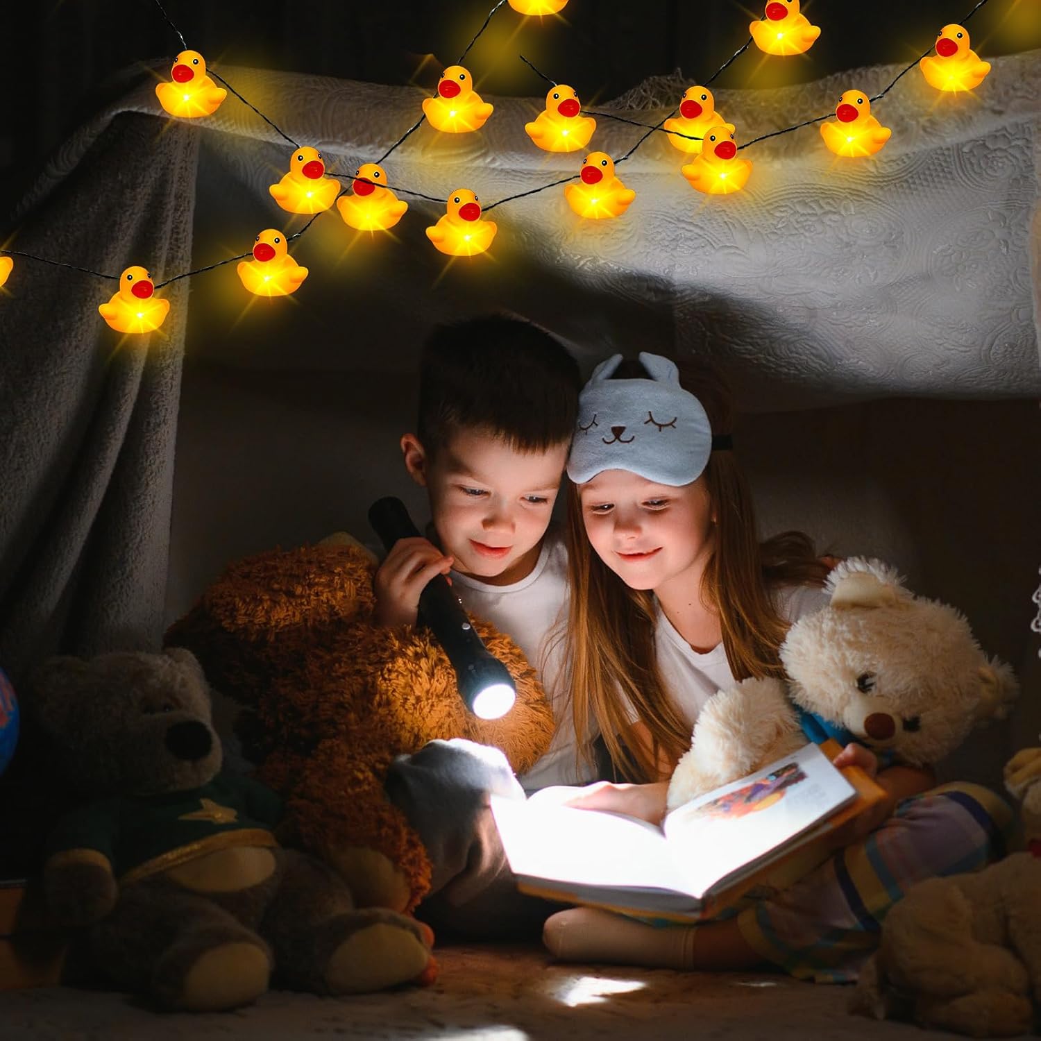 Deekin Guirnalda de luces LED de goma con 100200 luces LED para árbol de Navidad, pato, funciona con pilas, luces decorativas para Navidad,
