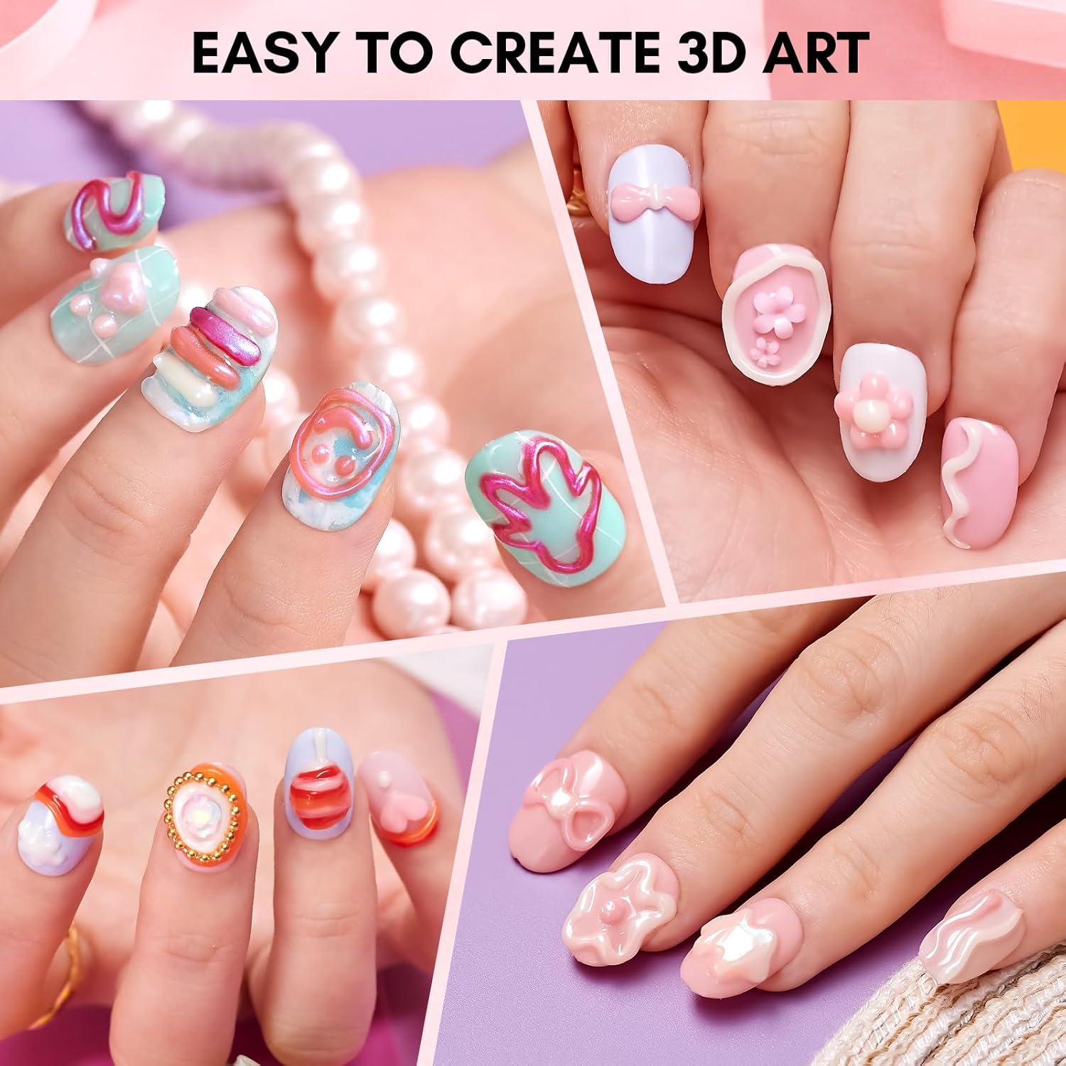 Makartt Gel de uñas 3D de 0.53 oz para esculpir uñas de gel para el día de San Valentín, diseños de arte de uñas, bricolaje, antojo de uñas, gel 3D,