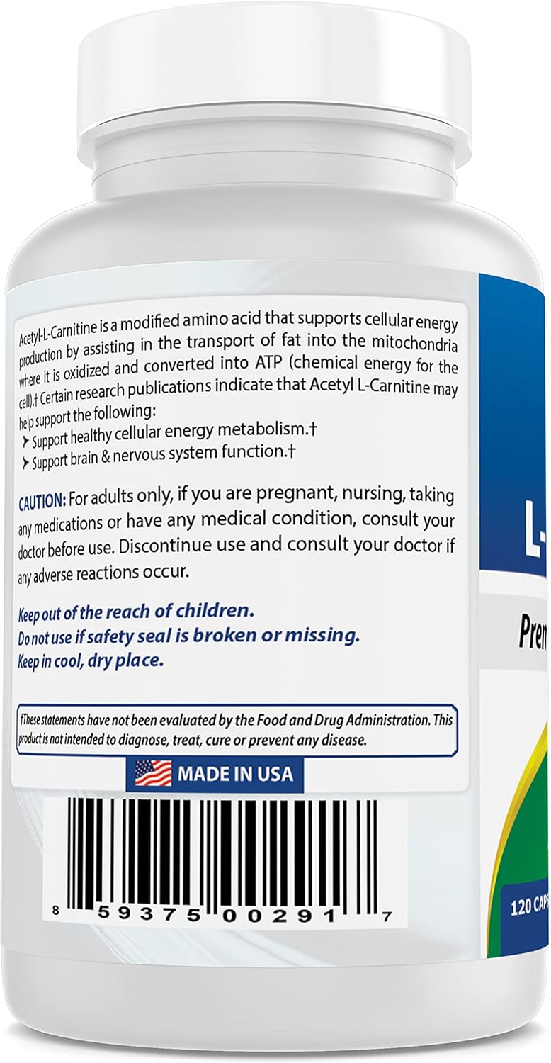 Best Naturals Acetil L-carnitina 500 mg 120 cápsulas (120 unidades (paquete de 2))