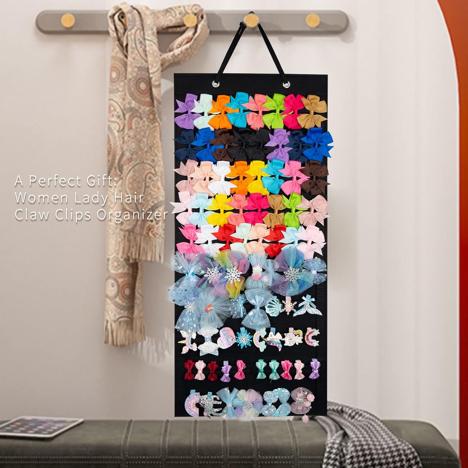 Soporte de lazo para niñas, organizador de pinzas para el cabello, organizador de lazos para el pelo, organizador de lazos para el pelo, organizador