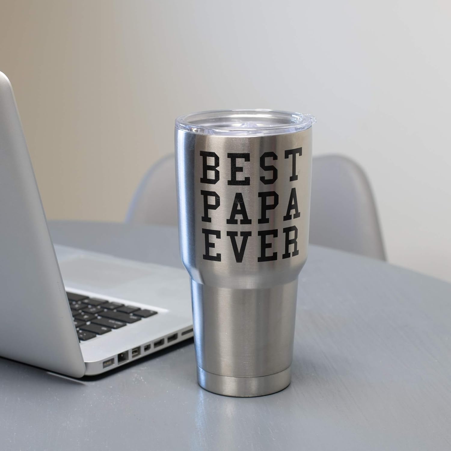 Elanze Designs Best Papa Ever – Taza de viaje de acero inoxidable de 30 onzas con tapa