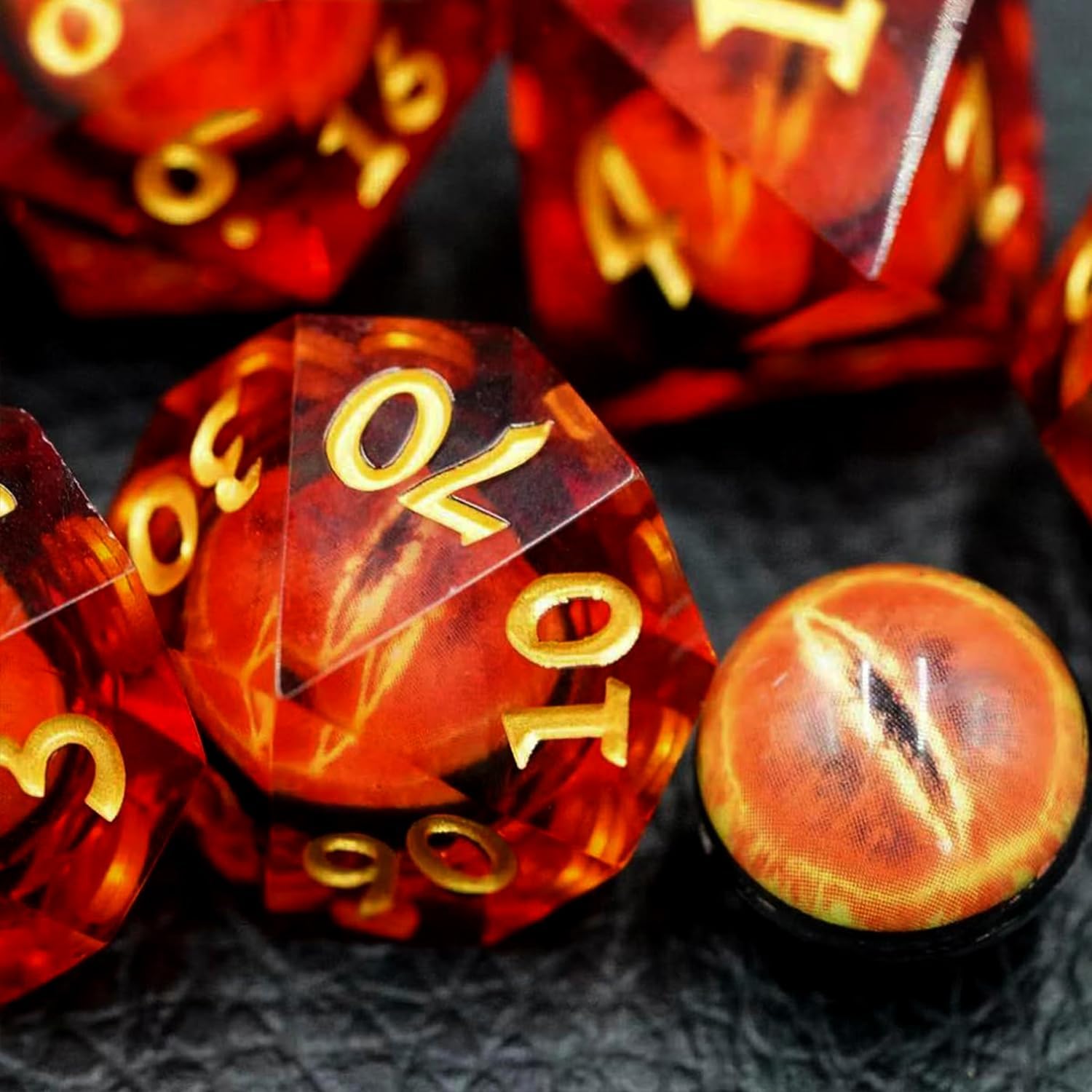 DND – Juego de dados Dungeons and Dragons, 7 piezas con núcleo líquido, dados de resina de borde afilado D&D Dungeons and Dragons con caja de