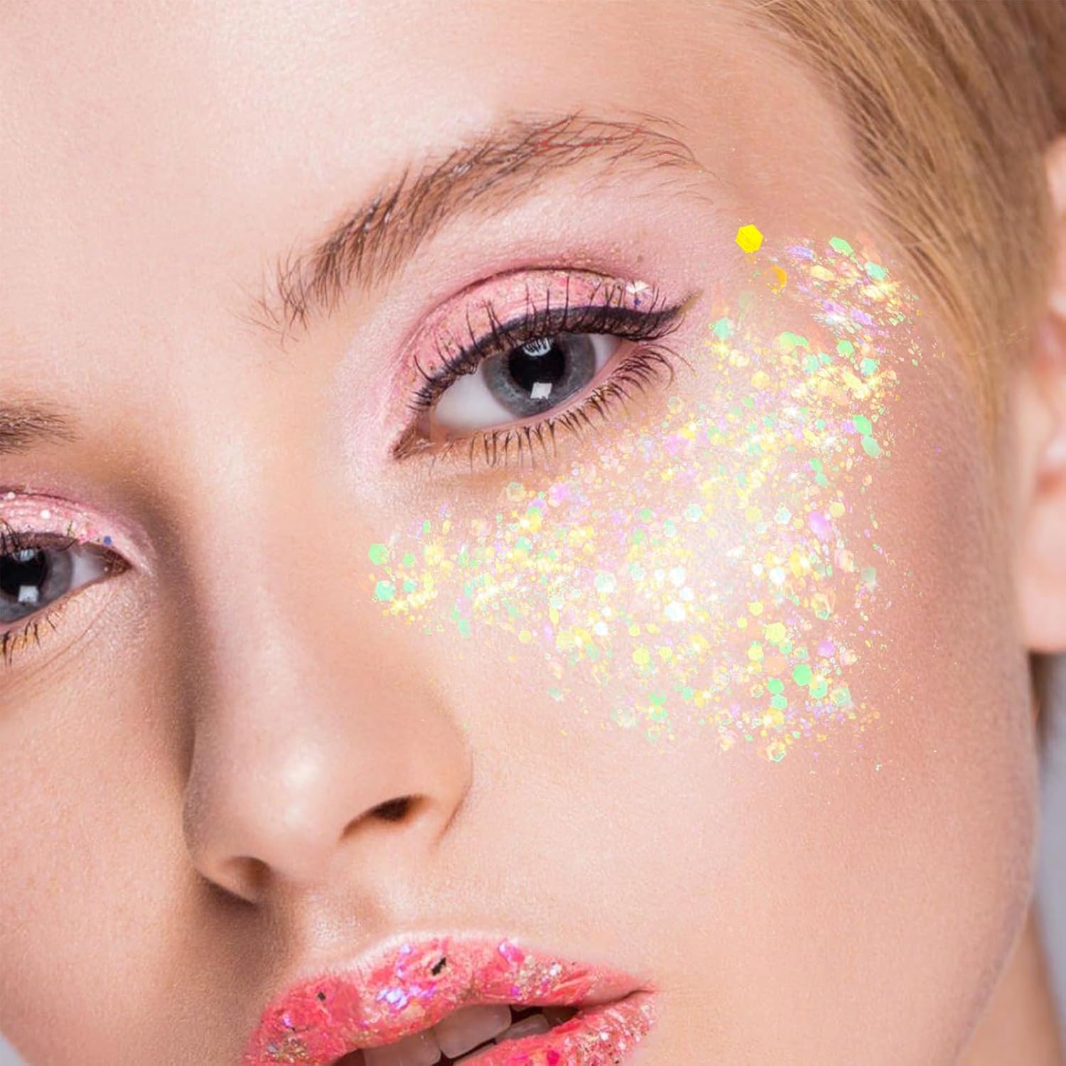 Purpurina corporal, purpurina facial para niños, maquillaje con purpurina, purpurina para el cabello, YGQQOY holográfico para conciertos,