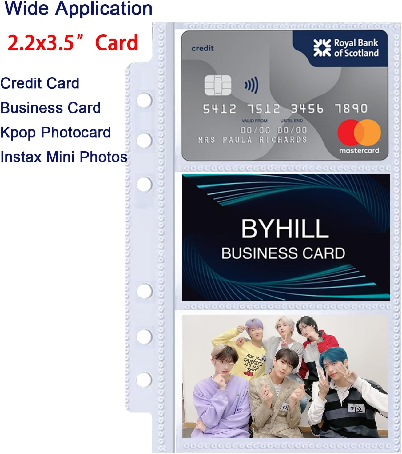Paquete de 40 fundas para tarjetas de visita A6 de 240 bolsillos, fundas para tarjetas de fotos K-pop ultra transparentes, de doble cara, 3
